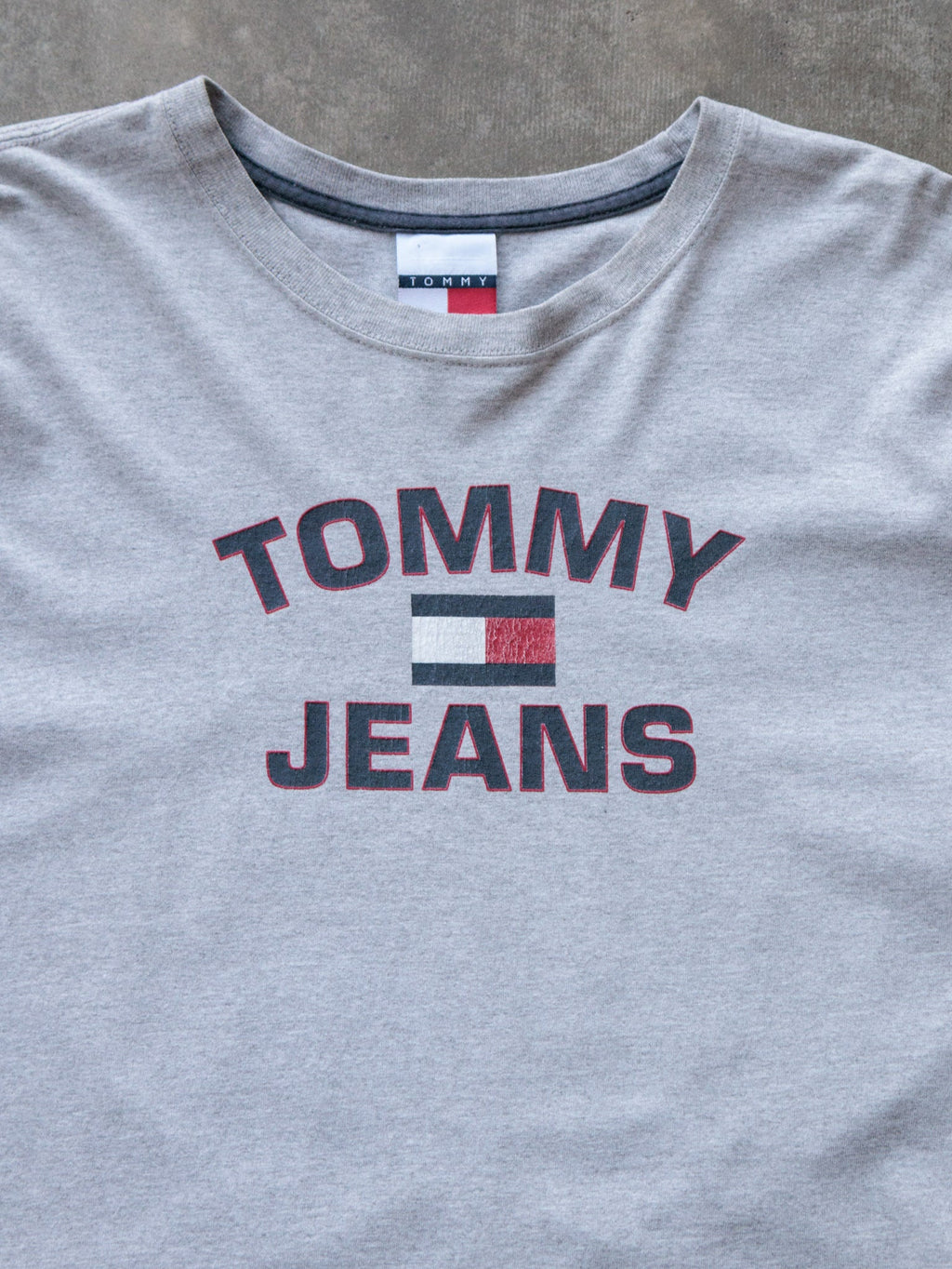 Vintage 90s Grey Tommy Jeans Colourblock Long Sleeve Tee (XL)