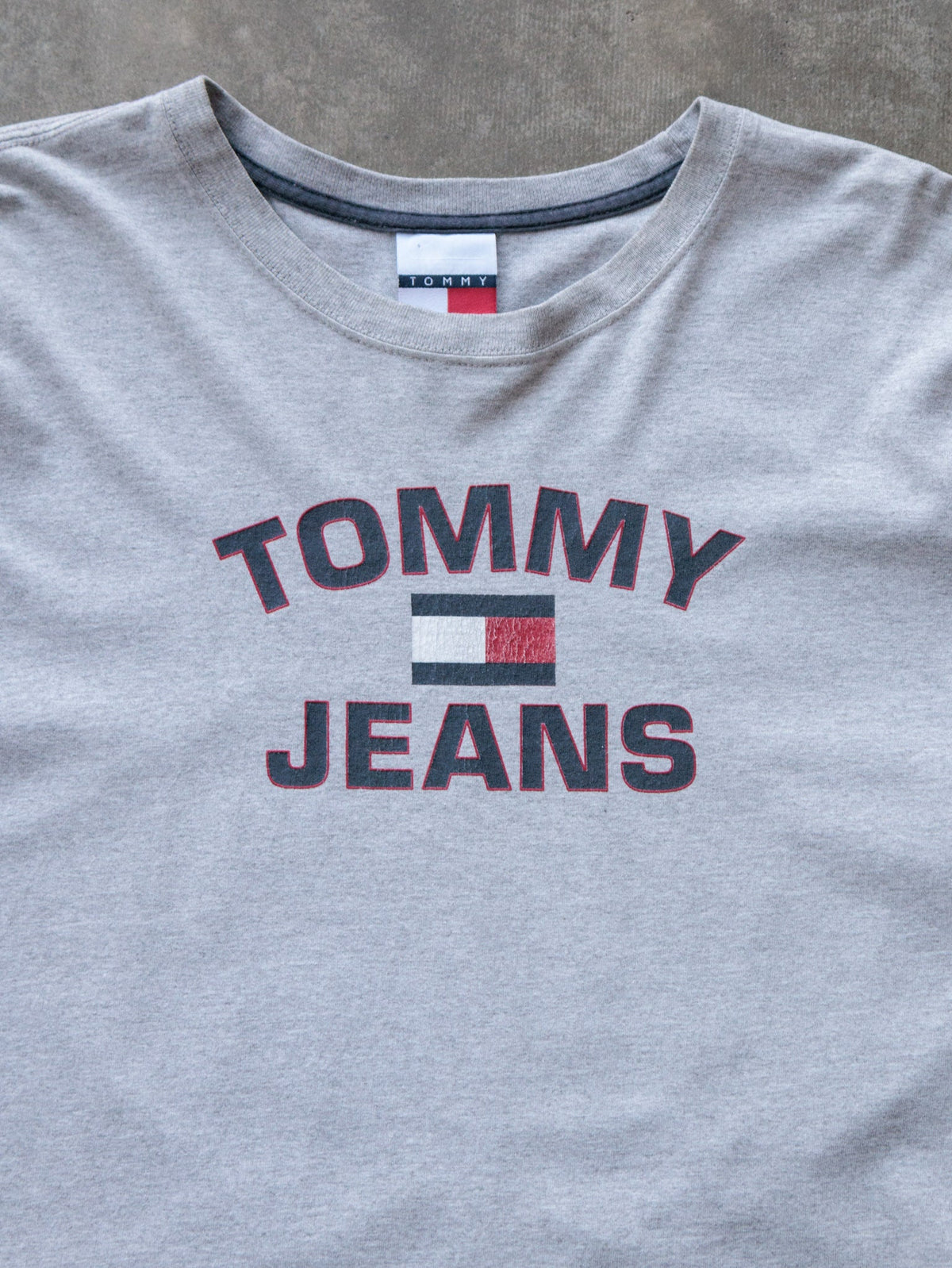 Vintage 90s Grey Tommy Jeans Colourblock Long Sleeve Tee (XL)