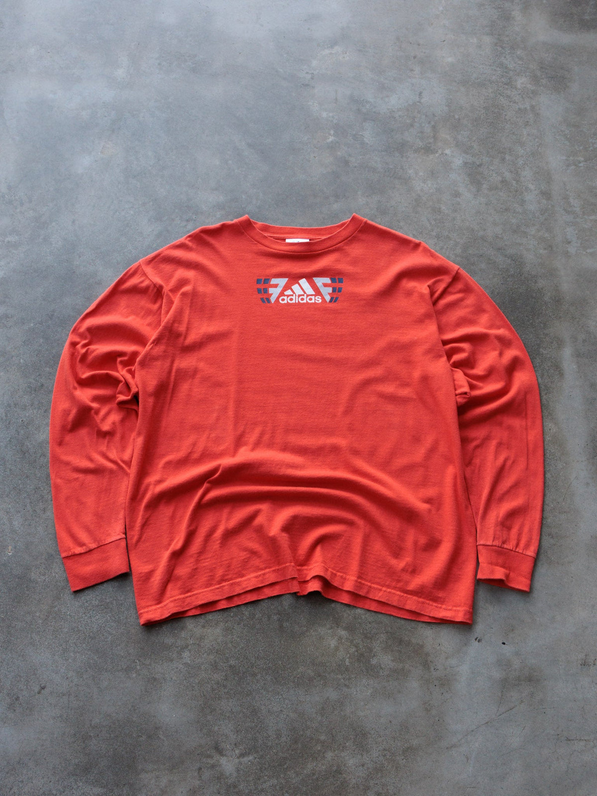 Vintage 90s Orange Adidas Long Sleeve Tee (L)