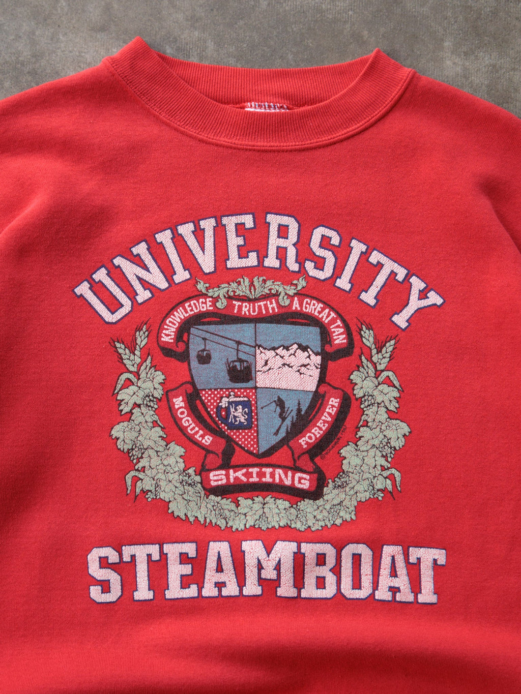 Vintage 1987 Red University Steamboat Skiing Sweatshirt (XL)