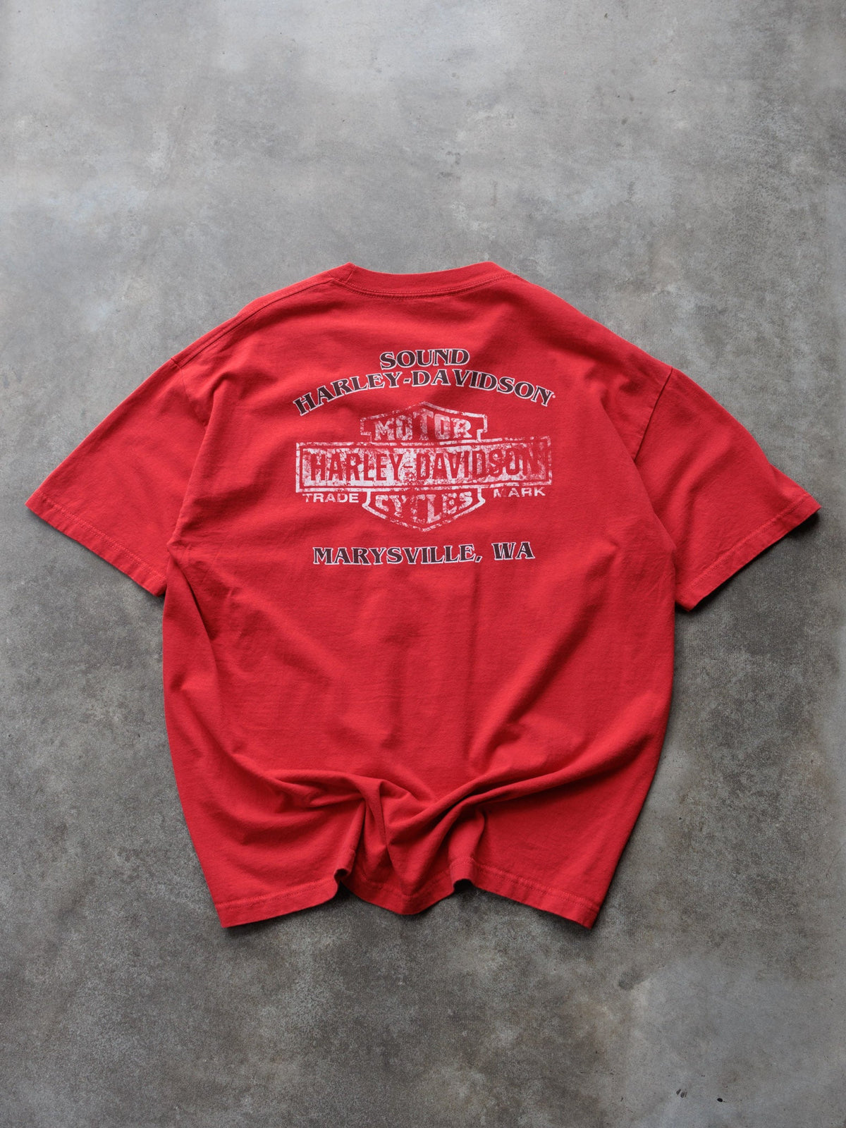 Vintage 00s Red Harley-Davidson Marysville Washington Pocket Tee (XL)
