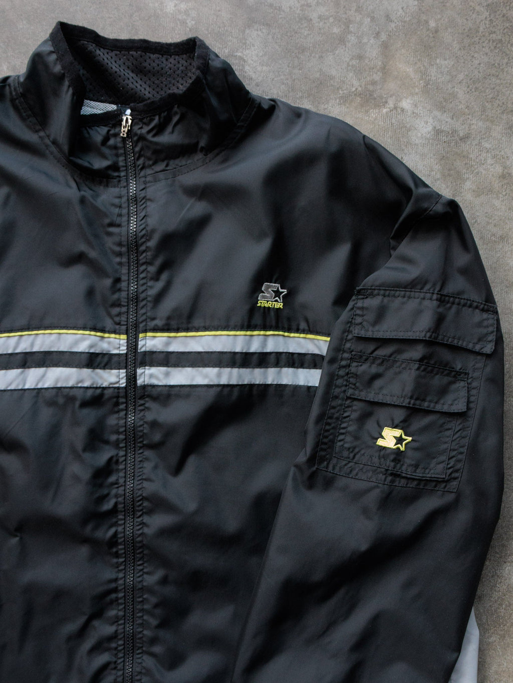Vintage 00s Black Starter Colourblock Windbreaker (XL)