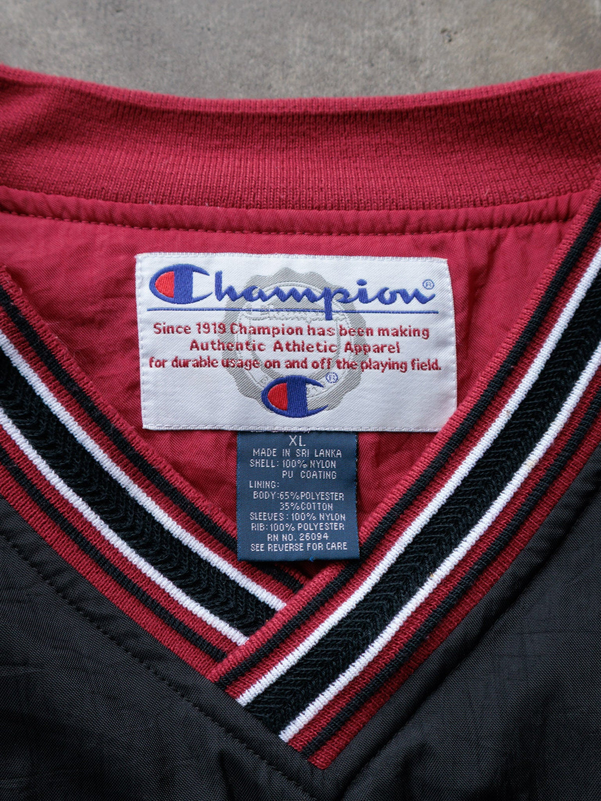 Vintage 90s Black Champion Harvard V-Neck Pullover Jacket (XL)