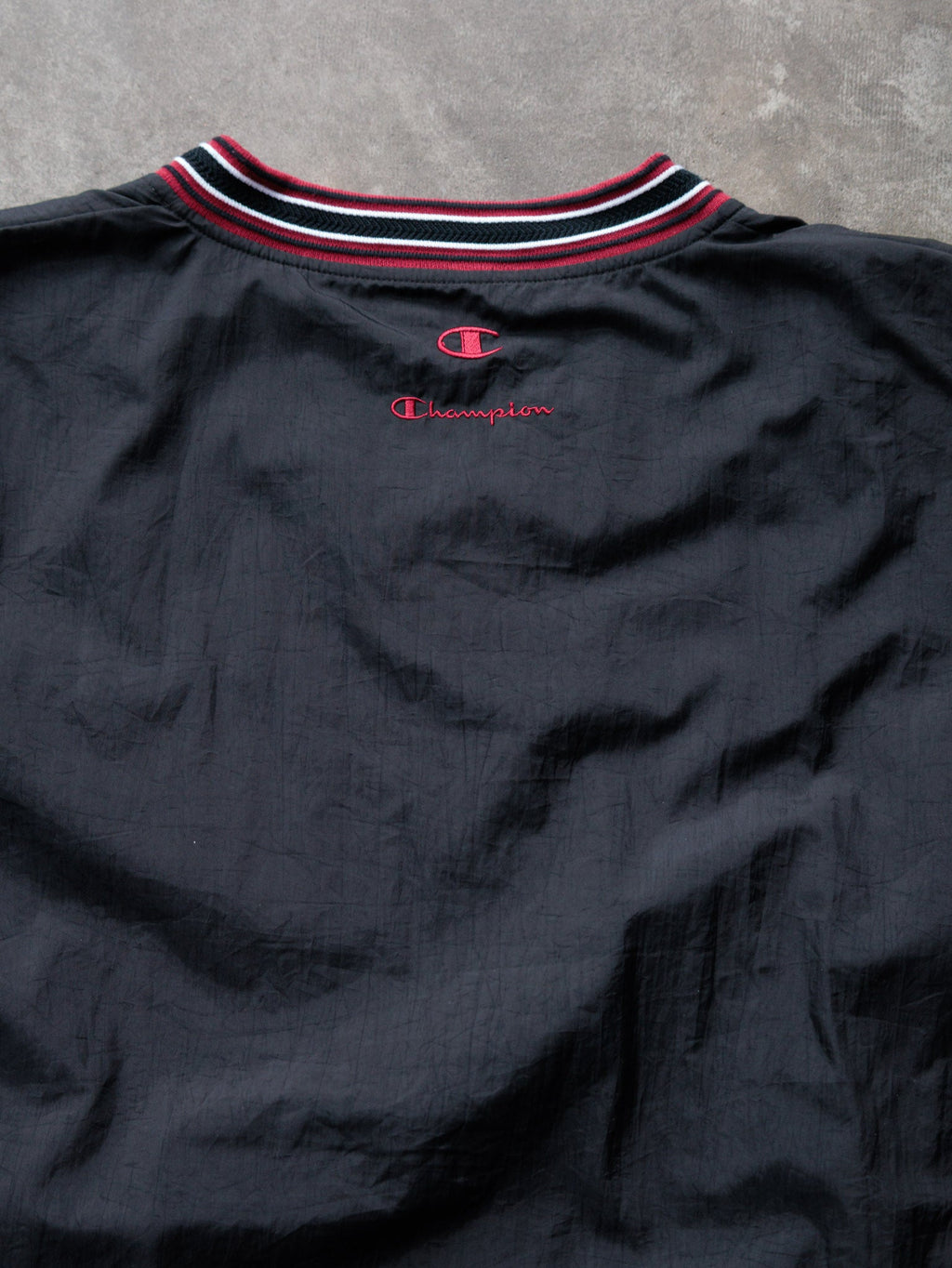 Vintage 90s Black Champion Harvard V-Neck Pullover Jacket (XL)
