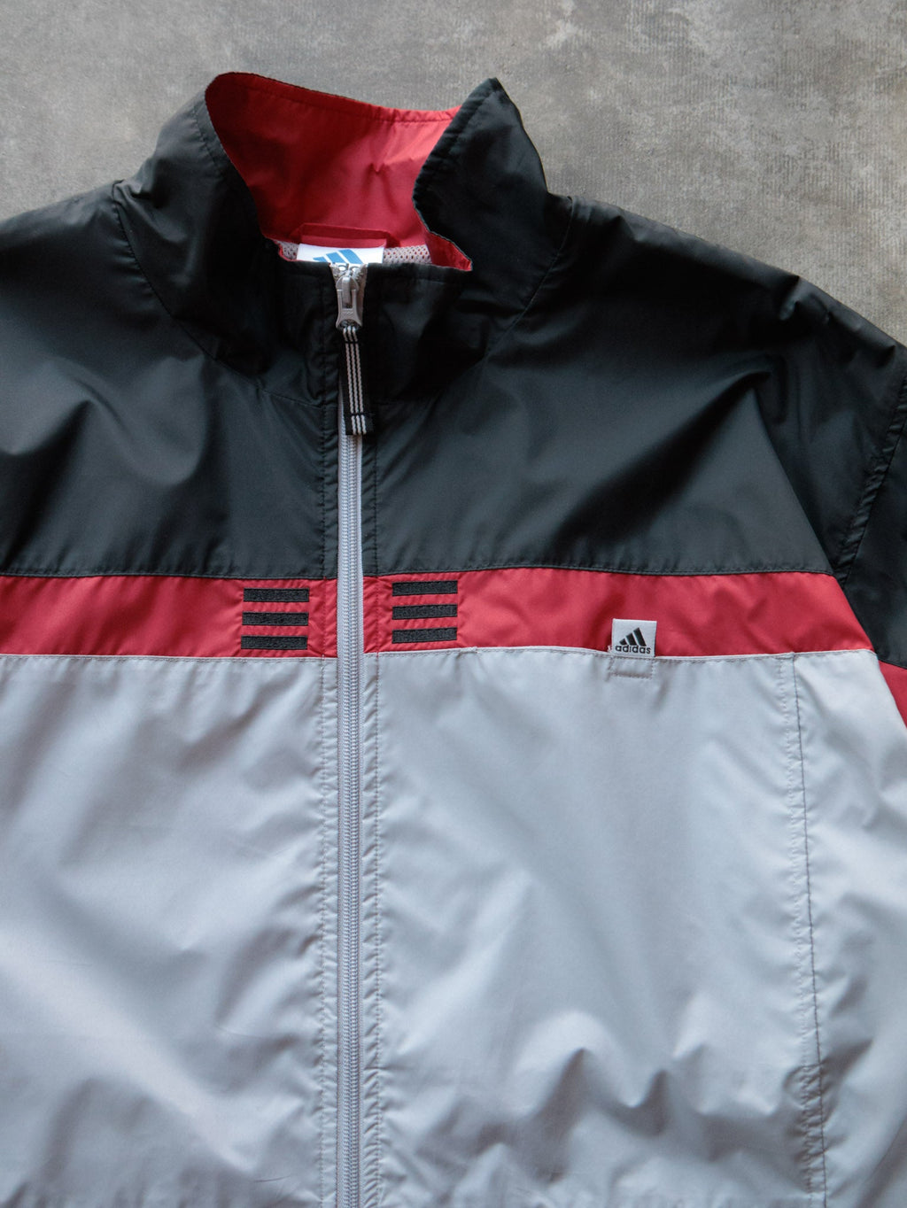 Vintage 90s Grey Colourblock Adidas Windbreaker (L)