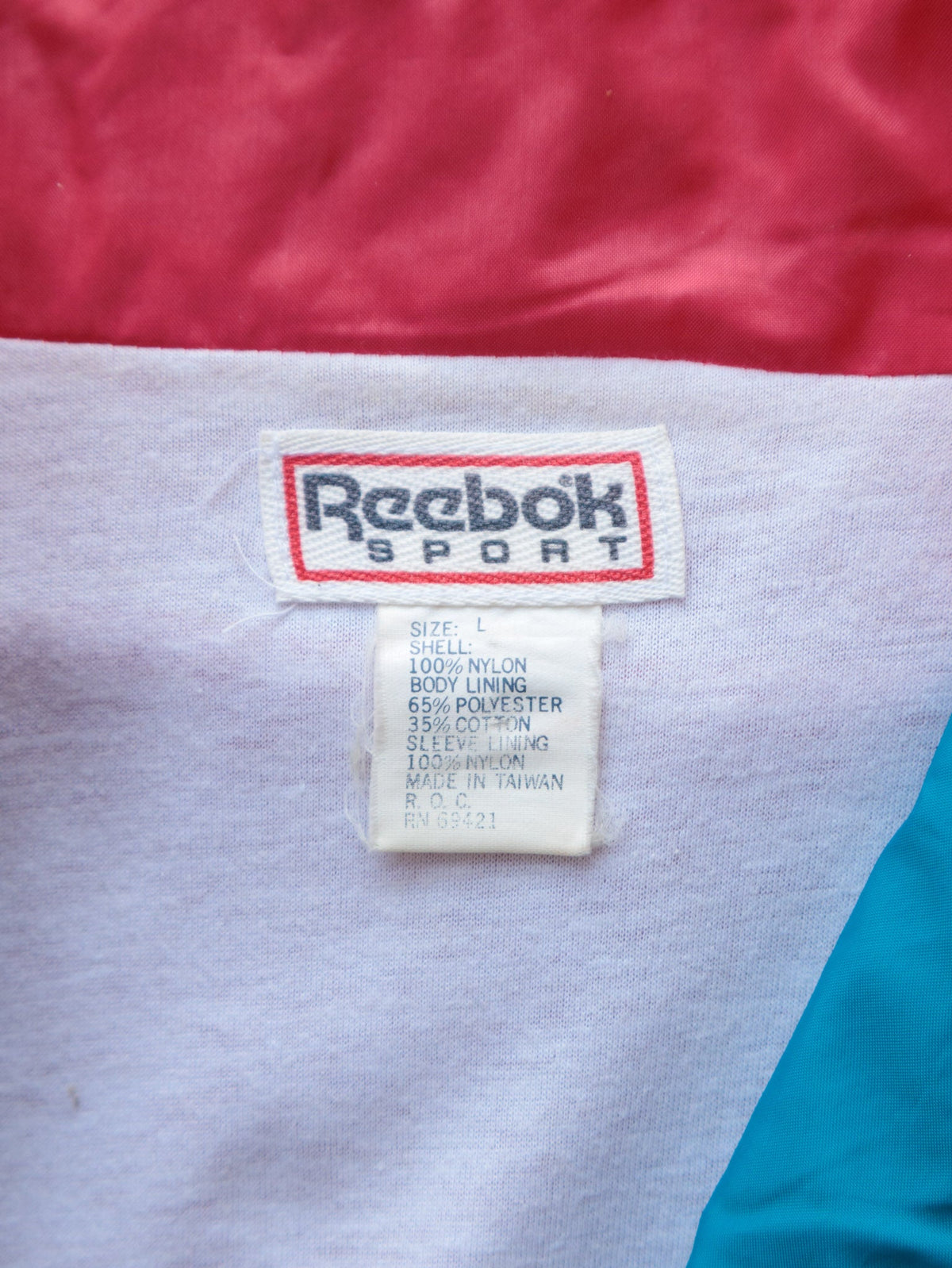 Vintage 90s Pink & Blue Reebok Colourblock Jacket (L)