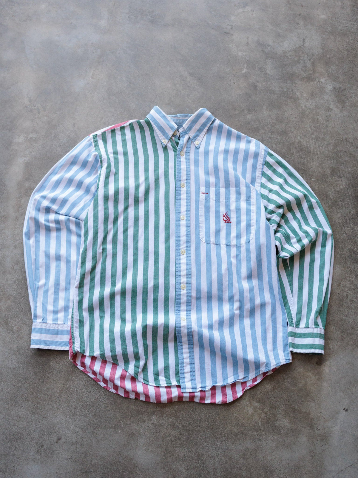 Vintage 90s Multicolor Striped Nautica Colourblock Shirt (S)