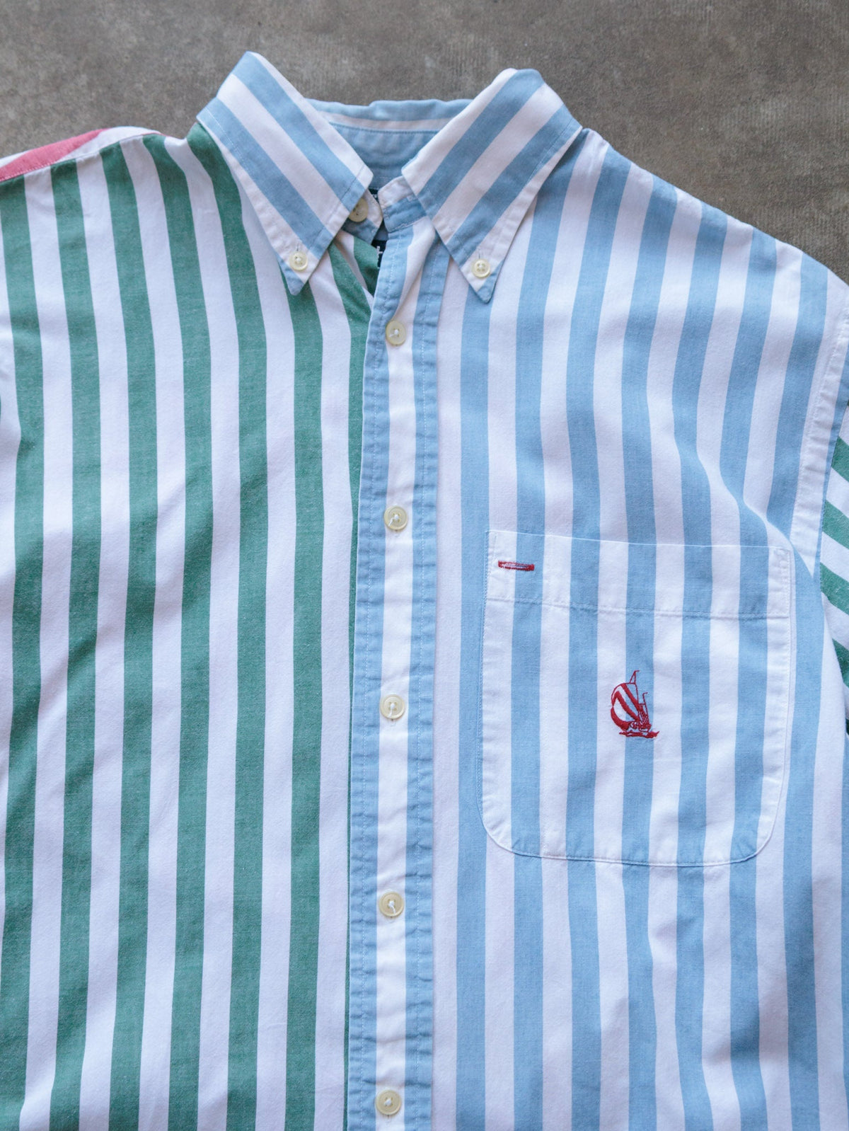 Vintage 90s Multicolor Striped Nautica Colourblock Shirt (S)