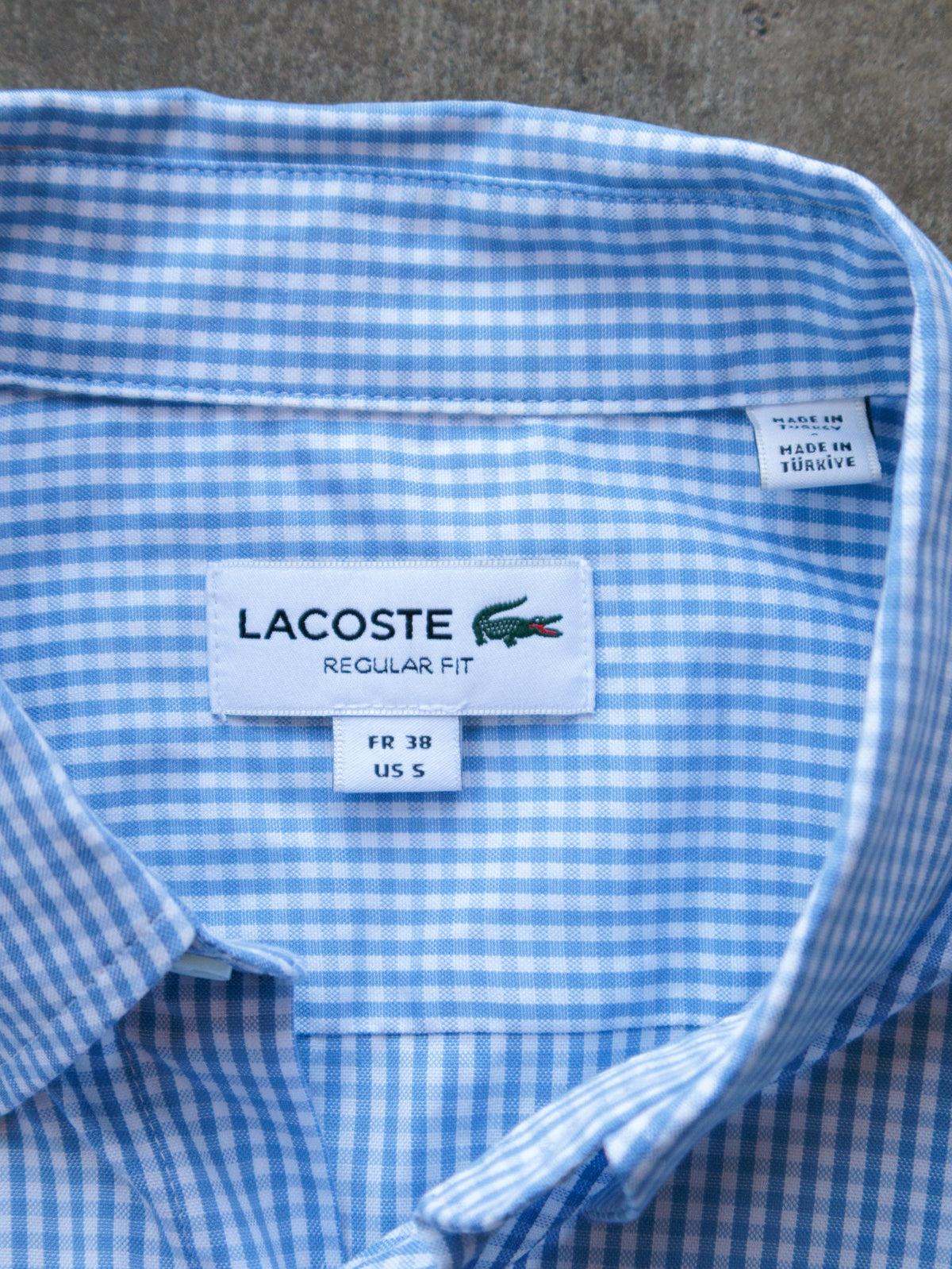 Blue Gingham Lacoste Shirt (S)