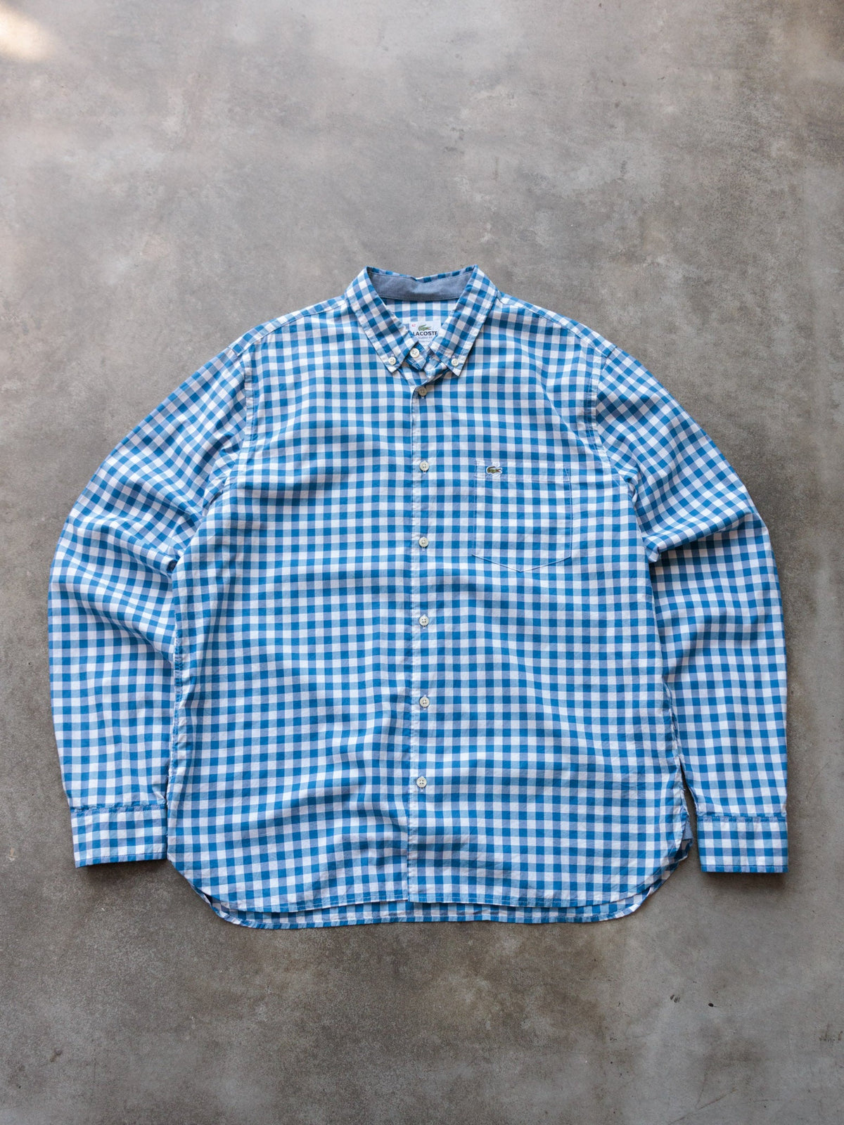 Blue Gingham Lacoste Shirt (XL)