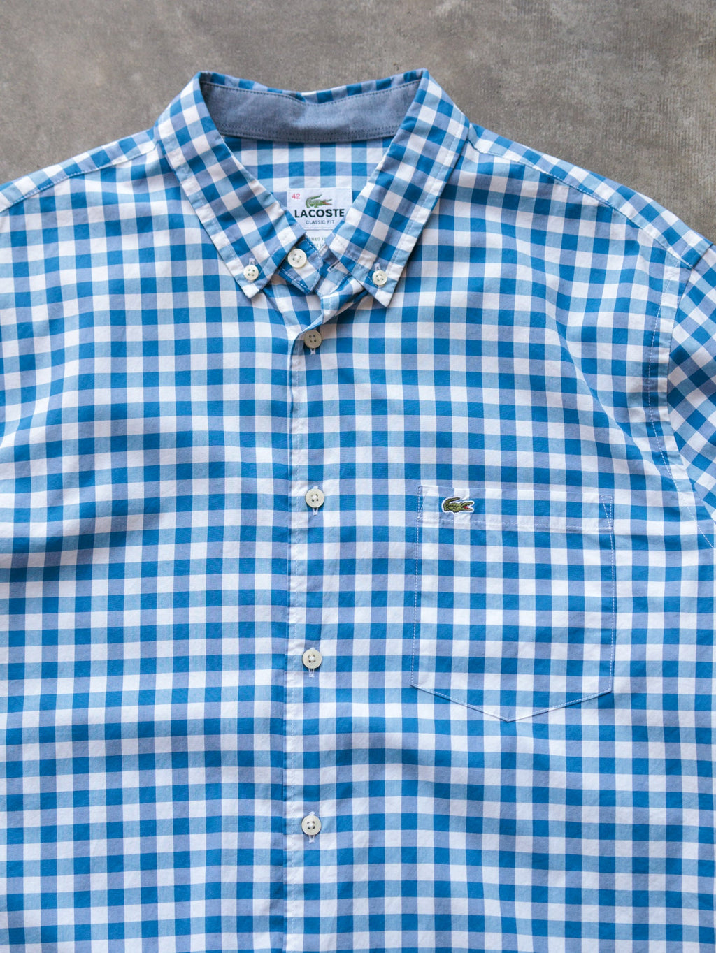 Blue Gingham Lacoste Shirt (XL)