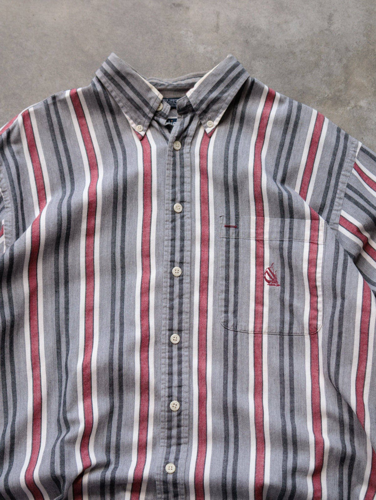 Vintage 90s Grey Striped Nautica Shirt (L)