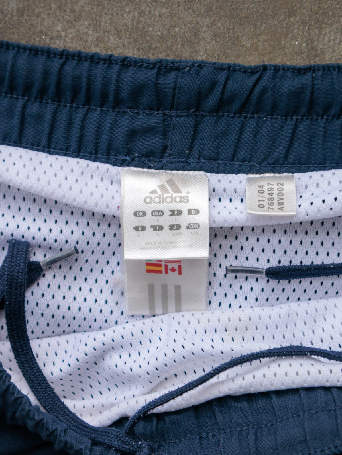 Vintage 00s Navy Adidas 3-Stripe Swim Shorts (L)