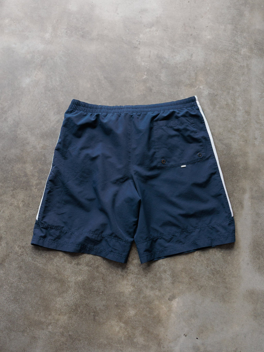 Vintage 00s Navy Adidas 3-Stripe Swim Shorts (L)