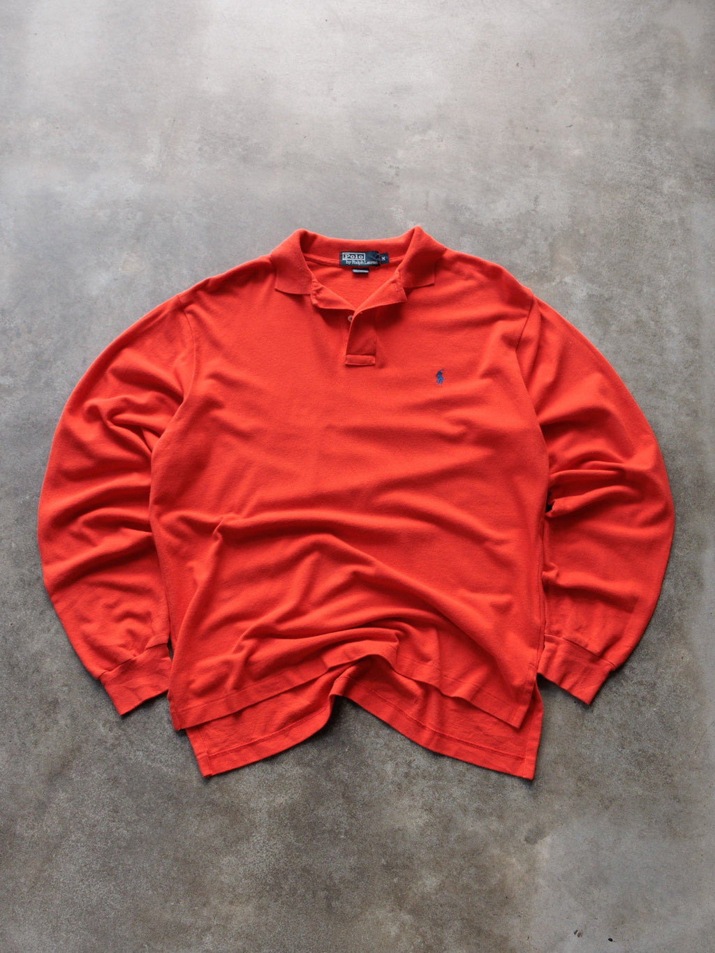 Vintage 00s Orange Polo Ralph Lauren Long Sleeve Polo Shirt (M)
