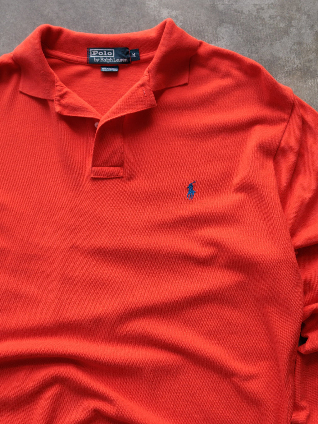 Vintage 00s Orange Polo Ralph Lauren Long Sleeve Polo Shirt (M)