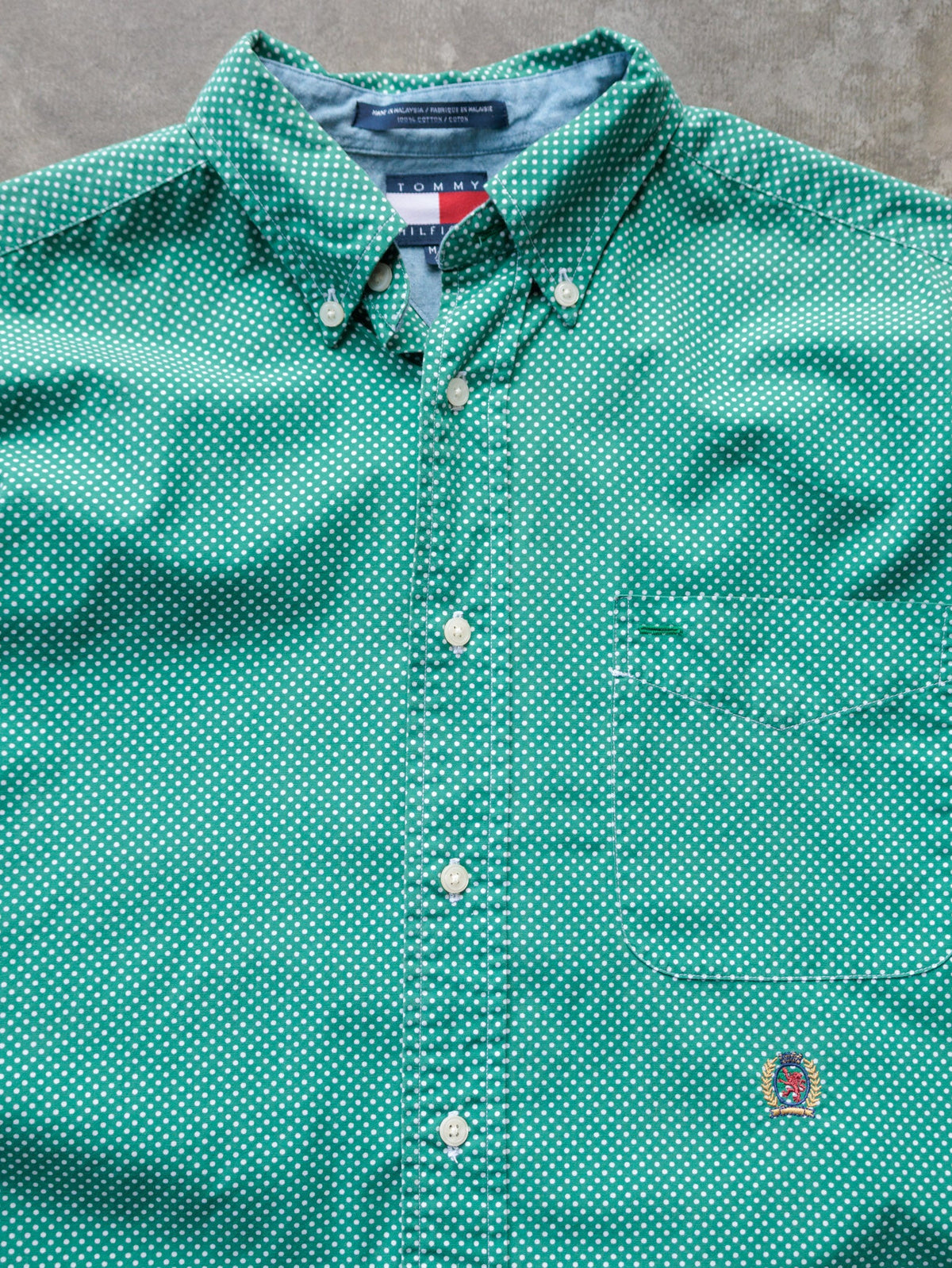 Vintage 00s Green Dotted Tommy Hilfiger Shirt (M)