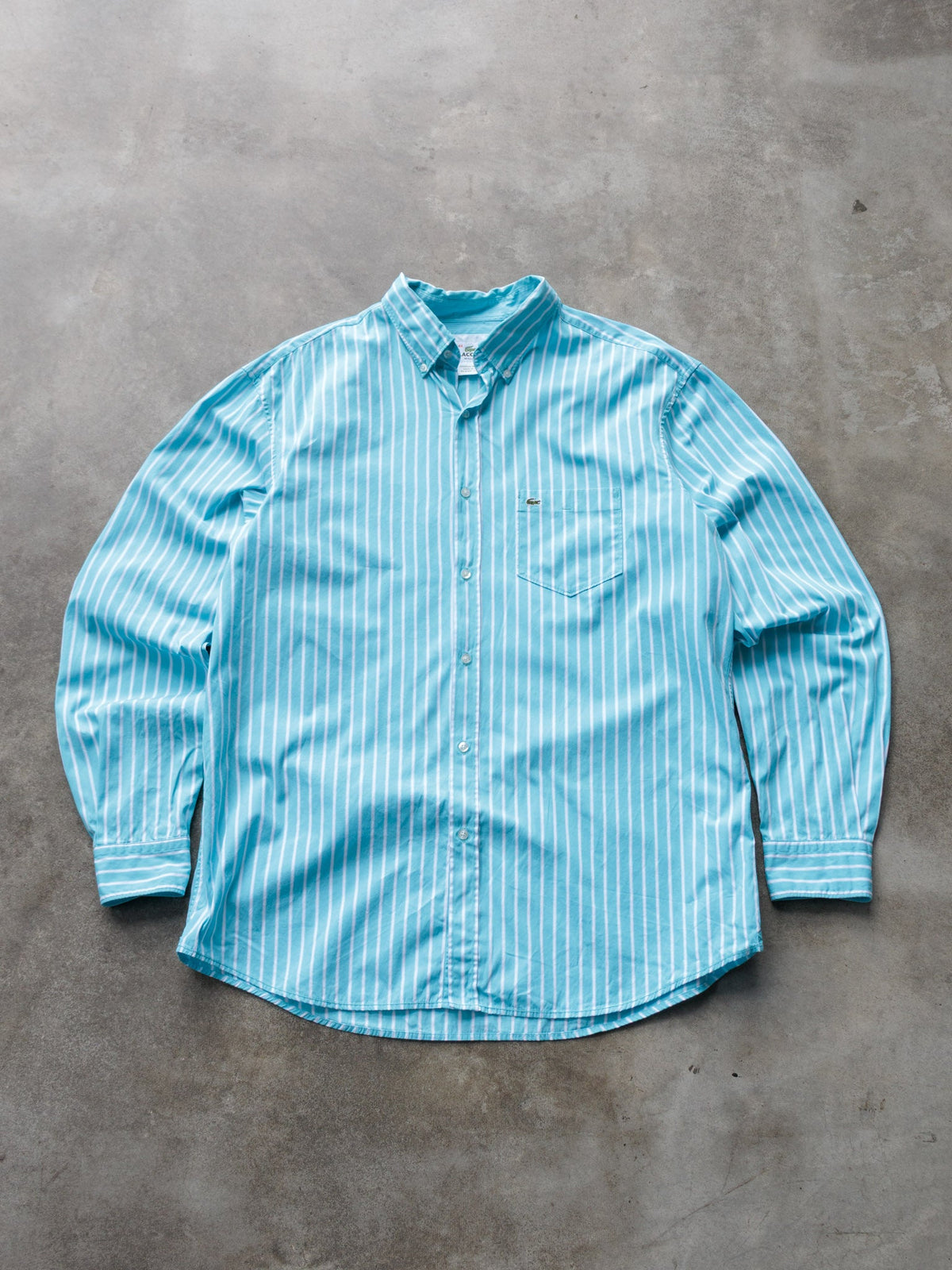 Blue Striped Lacoste Shirt (XL)