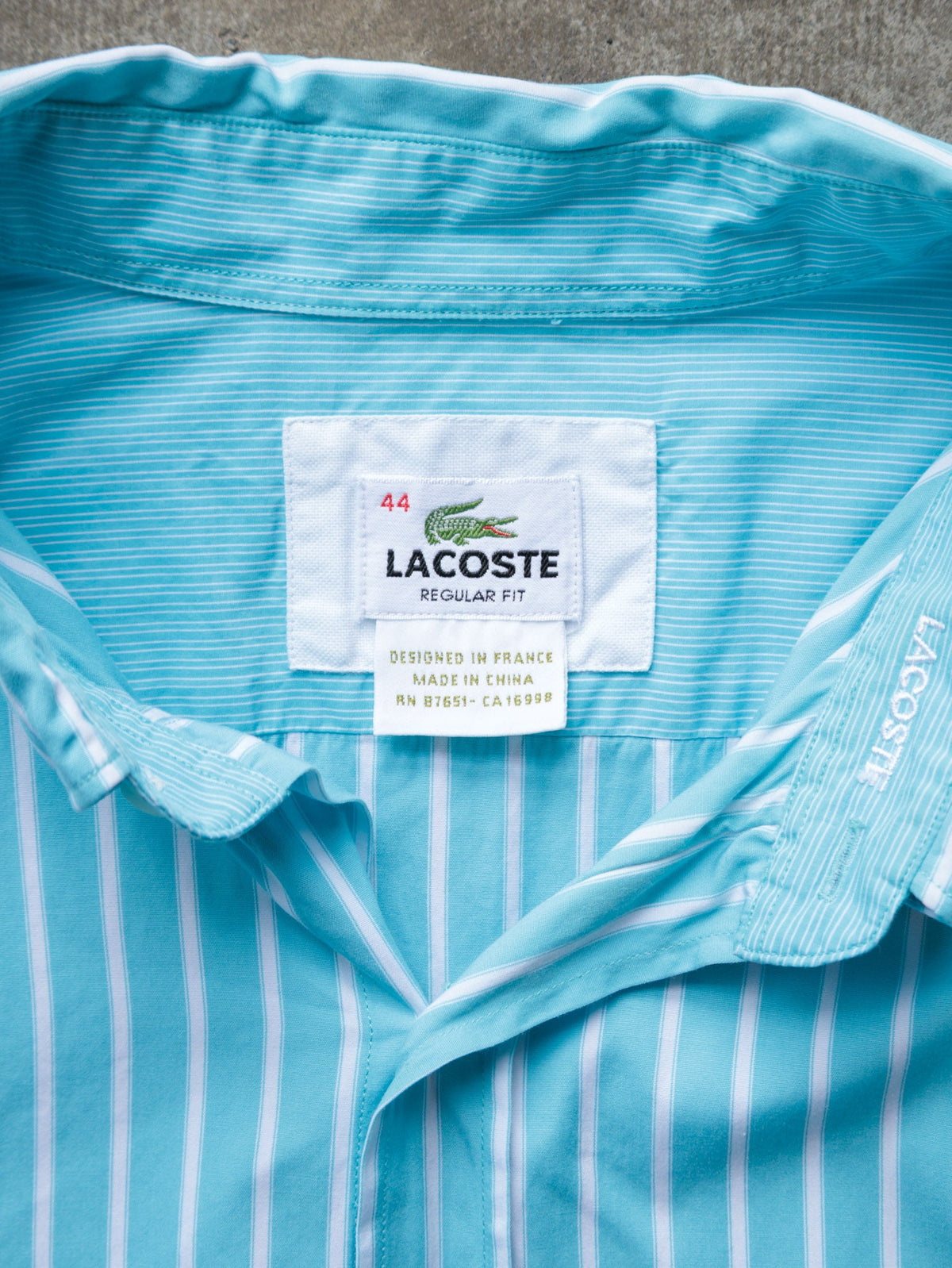 Blue Striped Lacoste Shirt (XL)