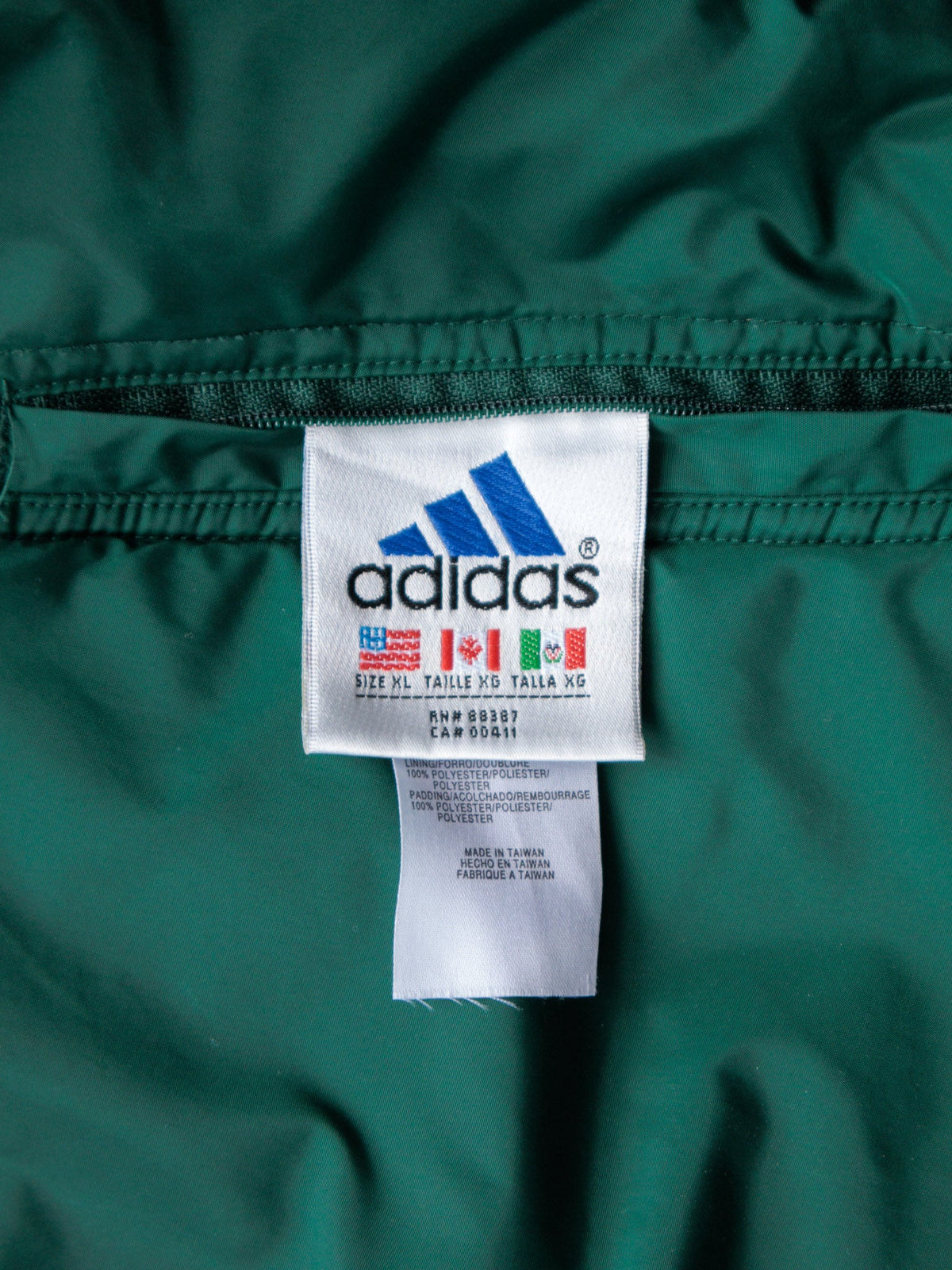 Vintage 90s Green & Grey Adidas Reversible Colourblock Fleece Jacket (XL)