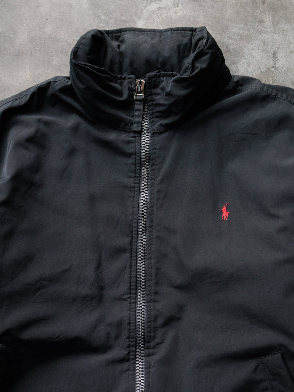 Vintage 90s Black Polo Ralph Lauren Hooded Jacket (2XL)