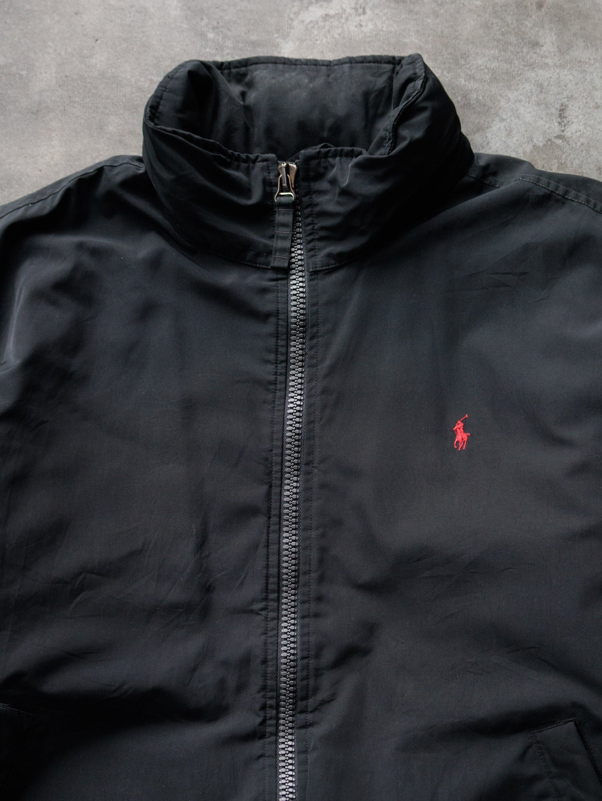 Vintage 90s Black Polo Ralph Lauren Hooded Jacket (2XL)