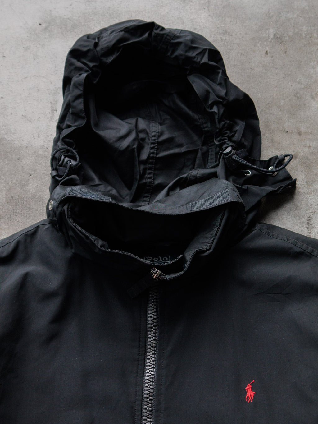 Vintage 90s Black Polo Ralph Lauren Hooded Jacket (2XL)