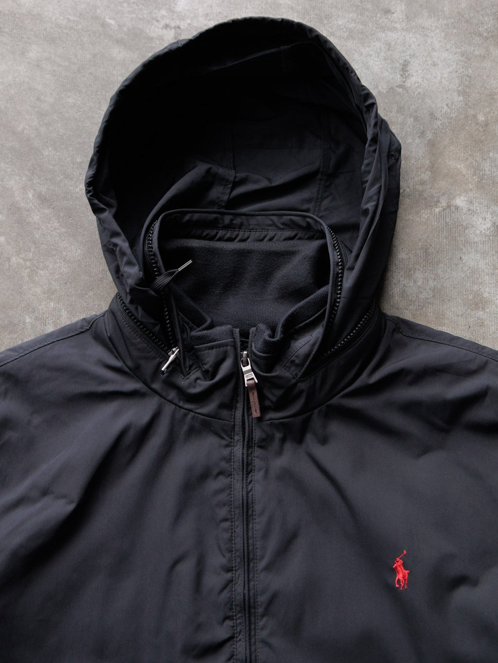 Vintage Black Polo Ralph Lauren Hooded Jacket (2XL)