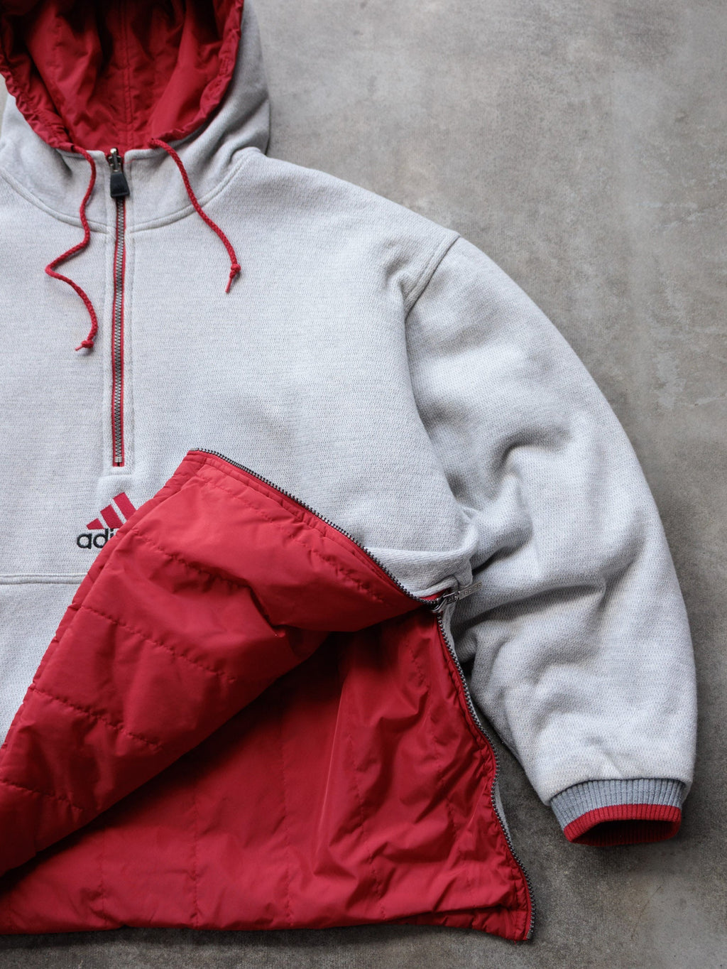 Vintage 00s Red & Grey Adidas Reversible Puffer Jacket (M)