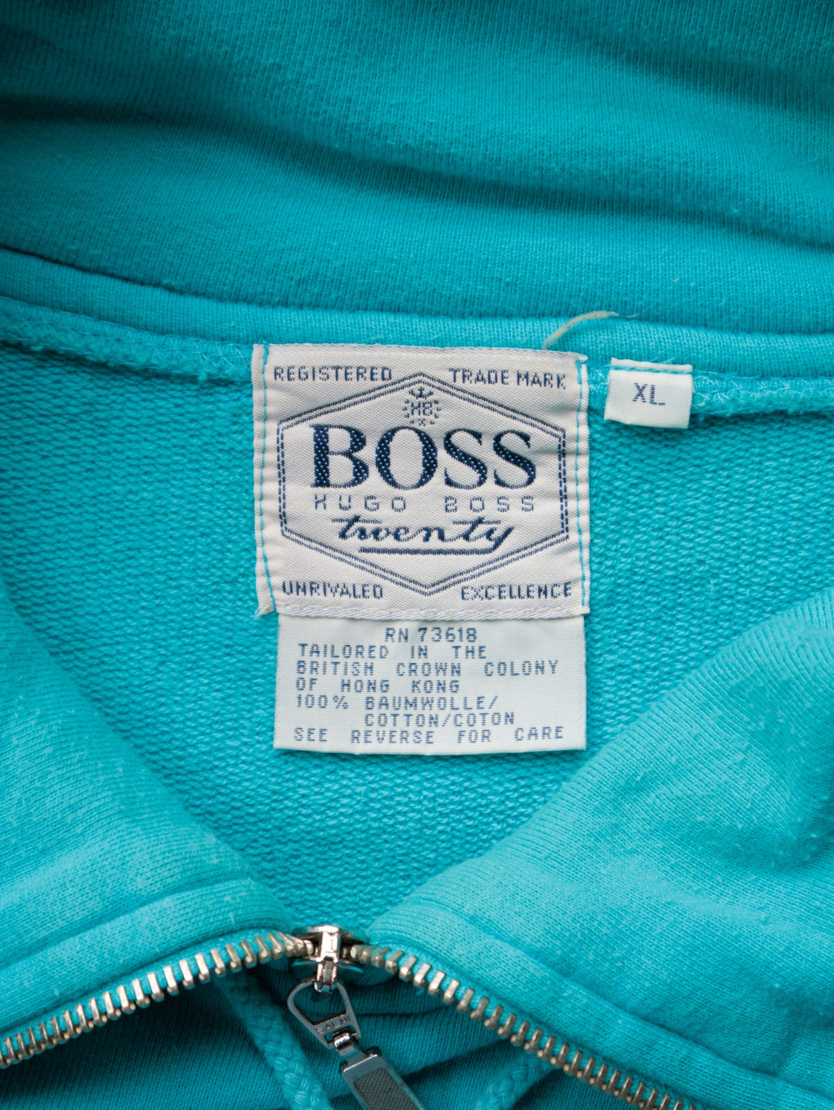 Vintage 90s Teal Hugo Boss Quarter Zip Sweatshirt (XL)