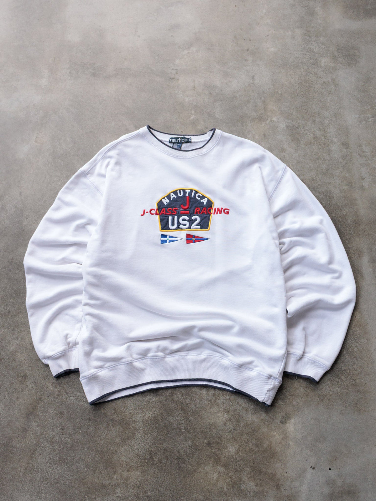 Vintage 90s White Nautica J-Class Racing Sweatshirt (L)