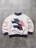 Vintage 90s Beige Tommy Hilfiger Flag Sweatshirt (M)