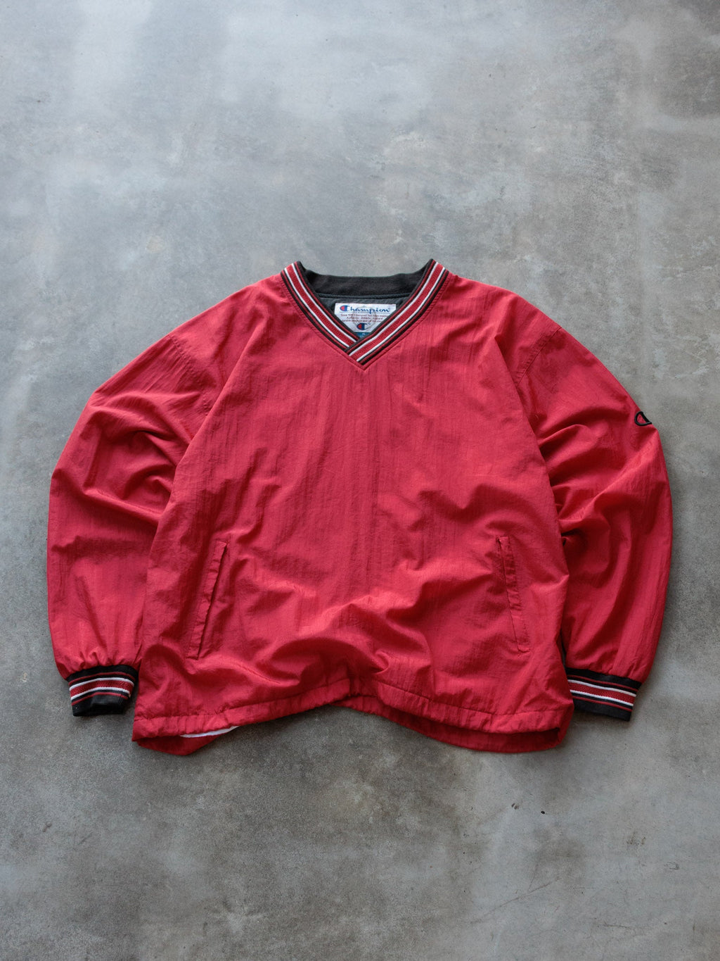 Vintage 90s Red Champion V-Neck Windbreaker (XL)