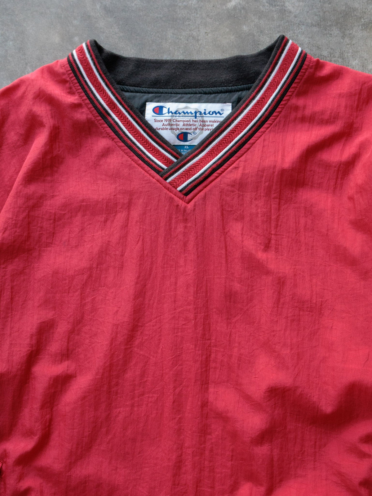 Vintage 90s Red Champion V-Neck Windbreaker (XL)