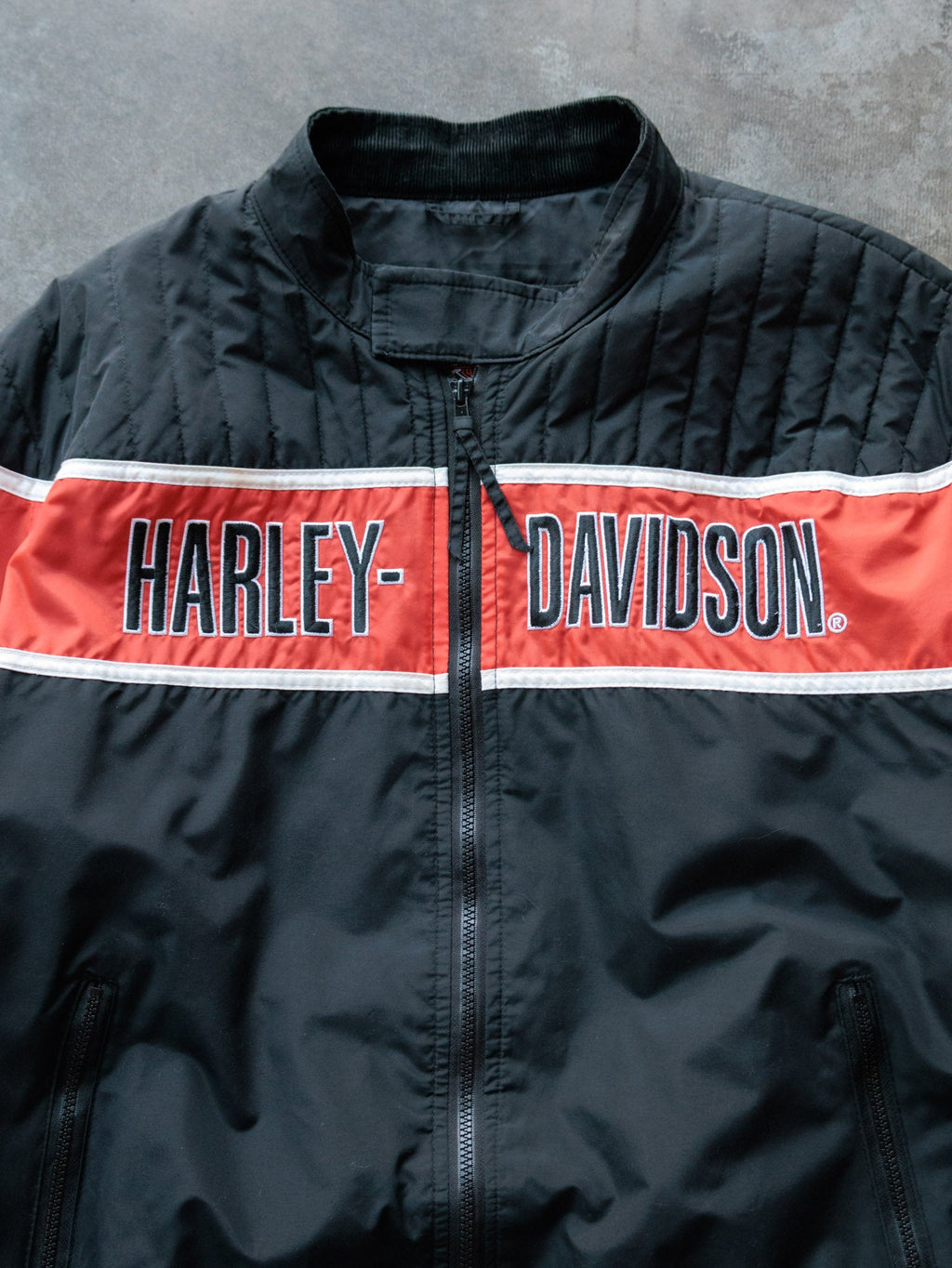 Vintage 90s Black Harley-Davidson Racing Jacket (XL)