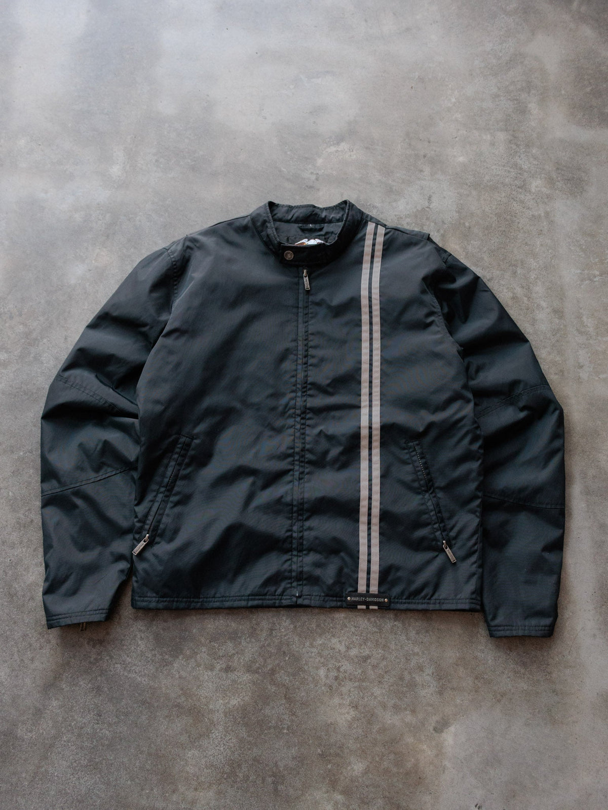 Vintage Black Harley-Davidson Cafe Racer Jacket (L)