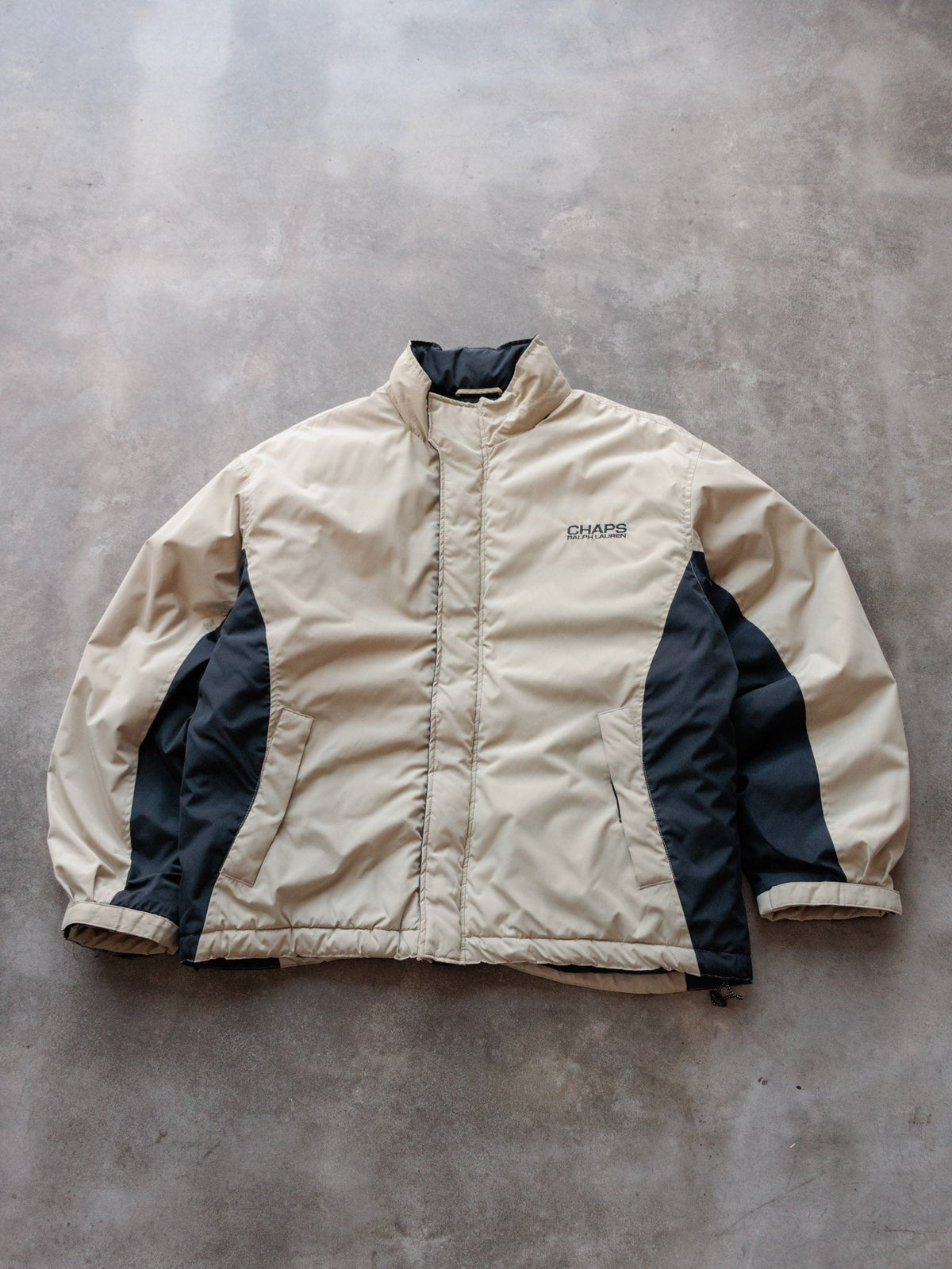 Vintage 00s Beige Chaps Ralph Lauren Colourblock Hooded Jacket (XL)