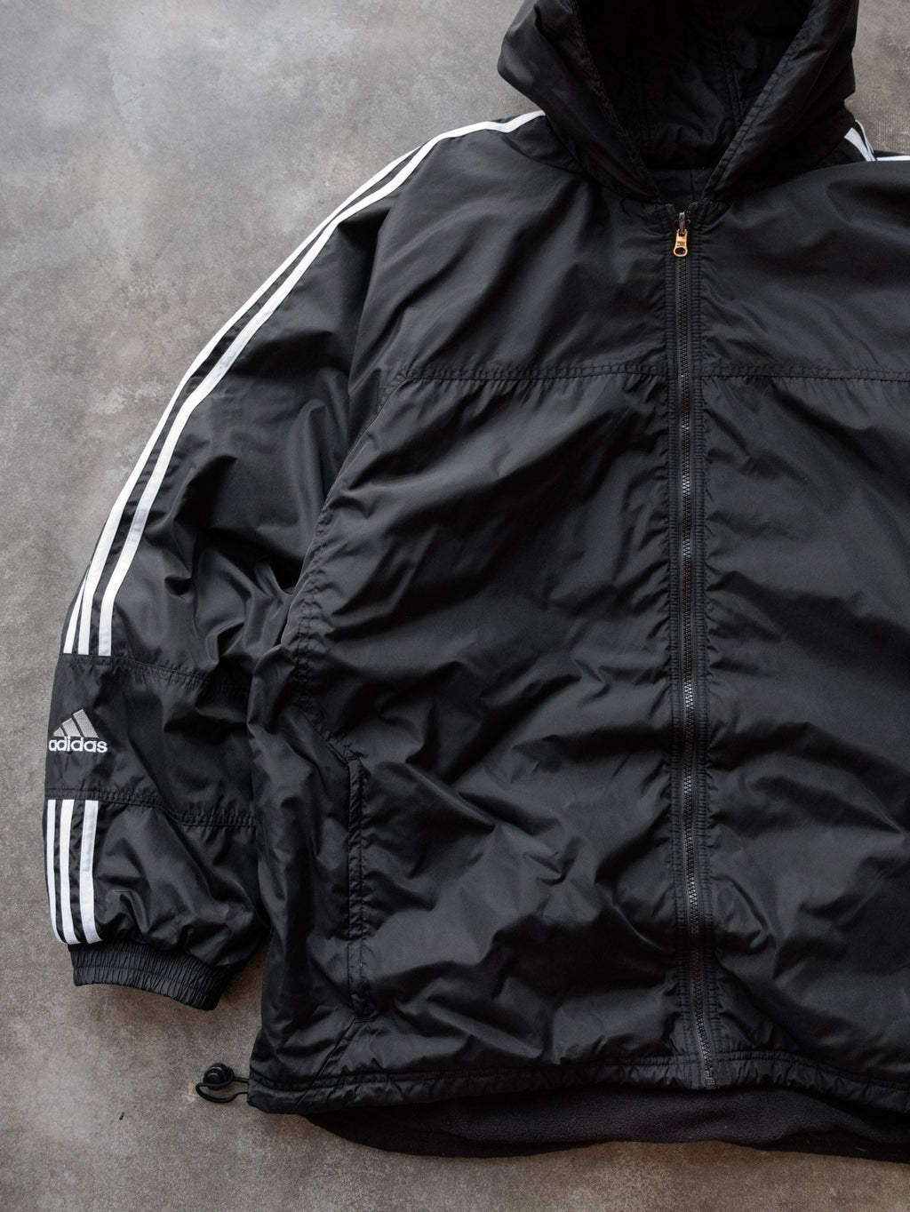 Vintage 00s Black Adidas Fleece Jacket (2XL)