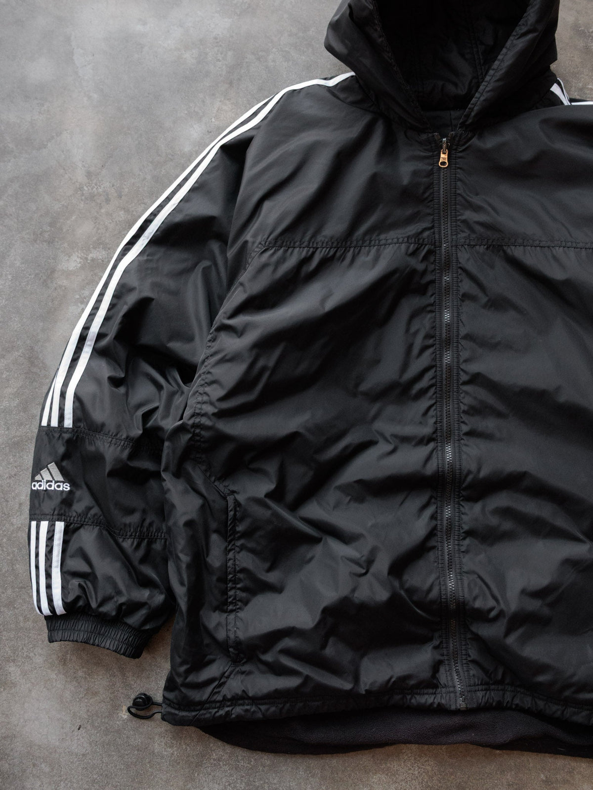 Vintage 00s Black Adidas Fleece Jacket (2XL)