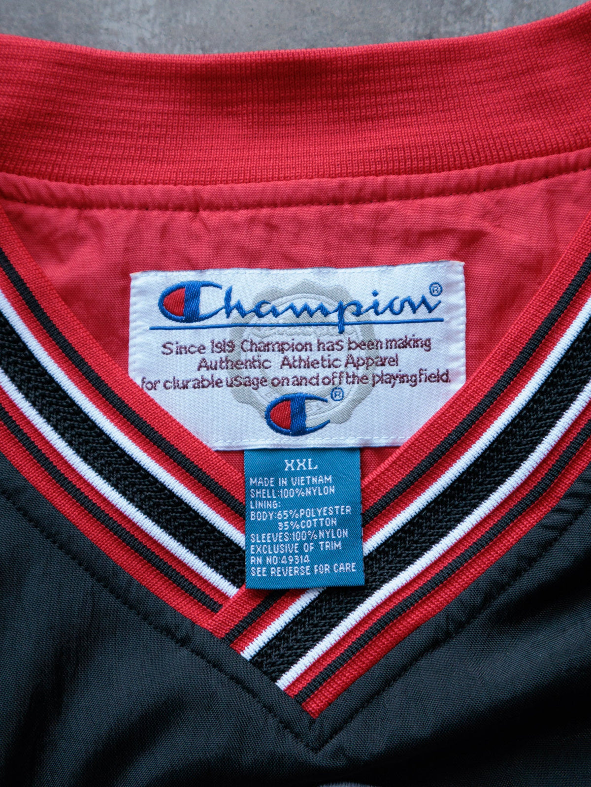 Vintage 00s Black Champion Maryland V-Neck Windbreaker (2XL)