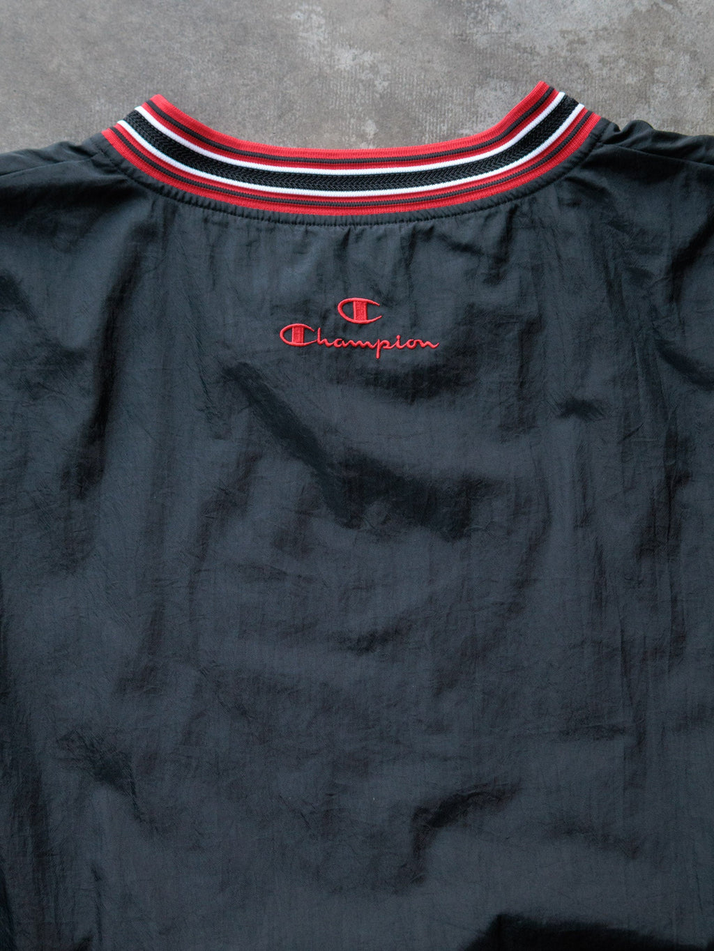 Vintage 00s Black Champion Maryland V-Neck Windbreaker (2XL)