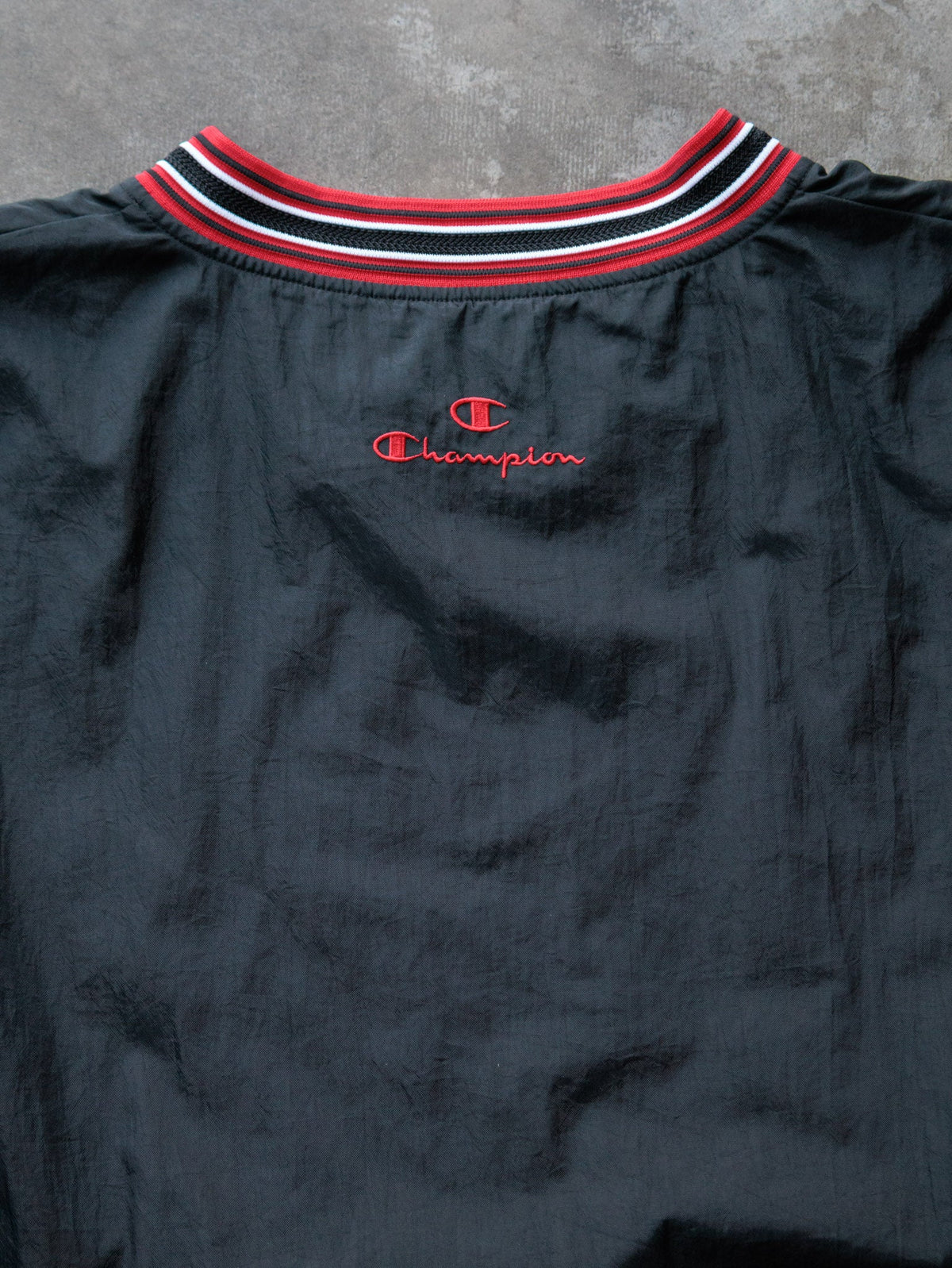 Vintage 00s Black Champion Maryland V-Neck Windbreaker (2XL)