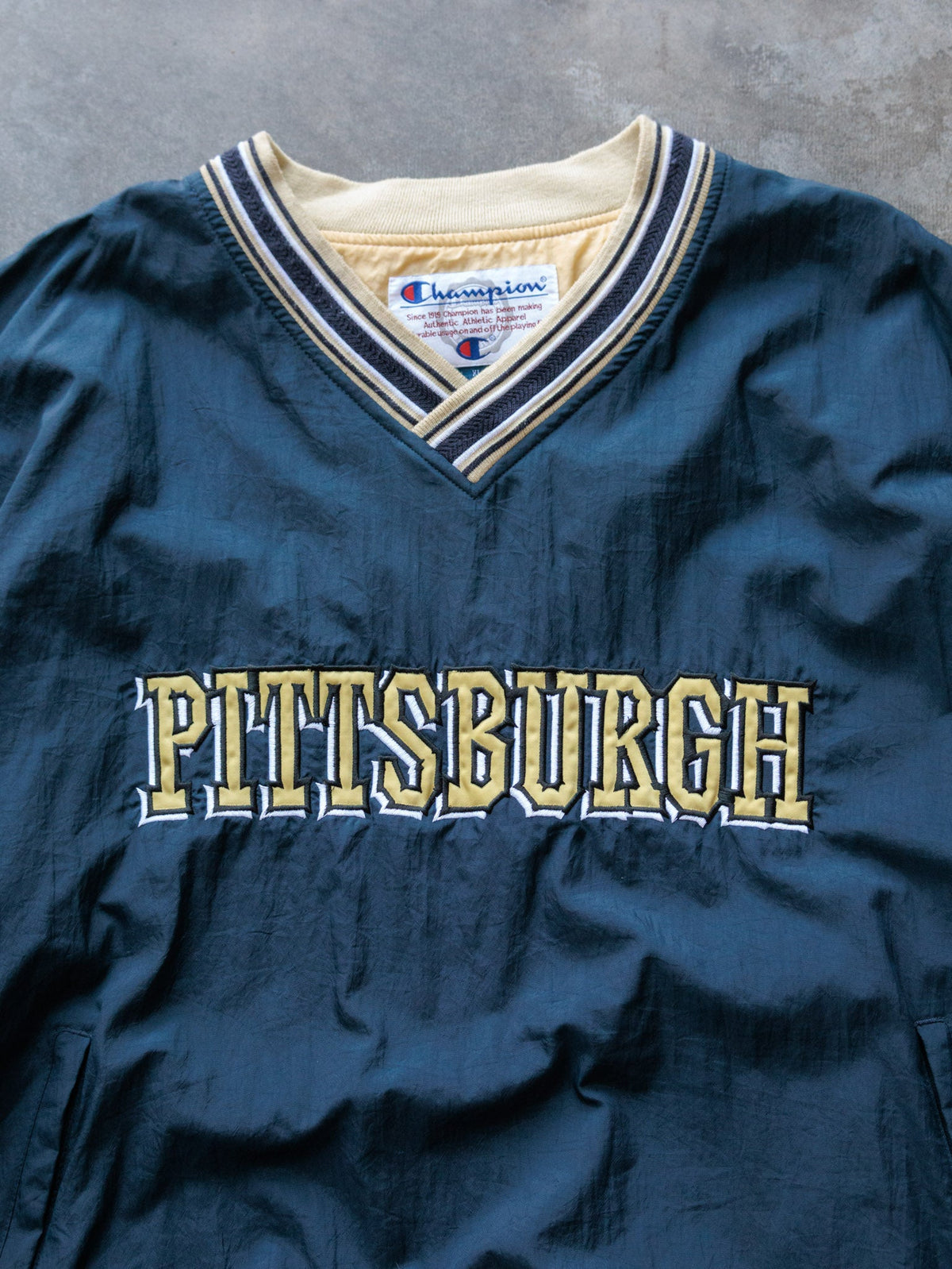 Vintage 90s Navy Champion Pittsburgh Panthers V-Neck Windbreaker (XL)