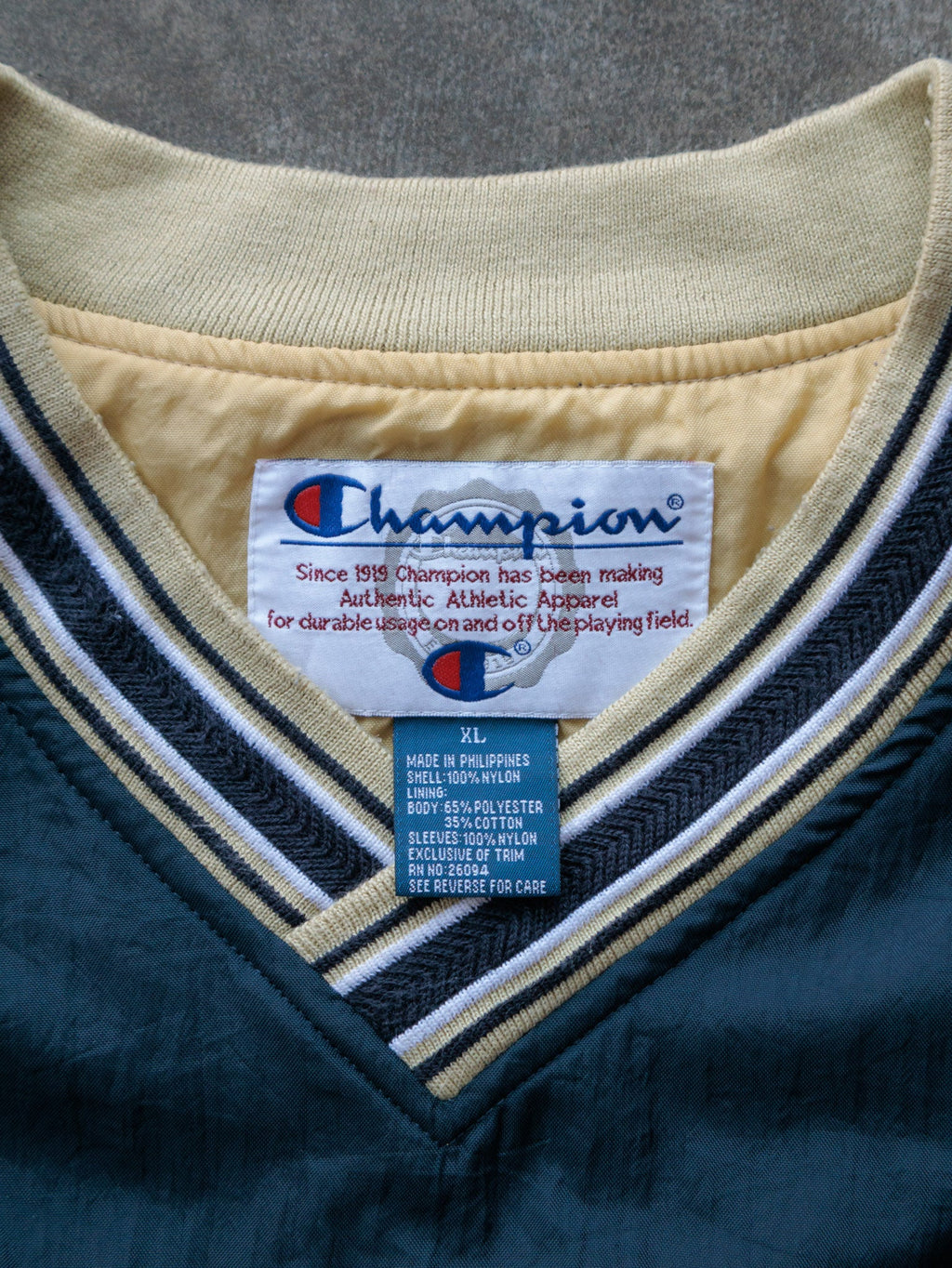 Vintage 90s Navy Champion Pittsburgh Panthers V-Neck Windbreaker (XL)