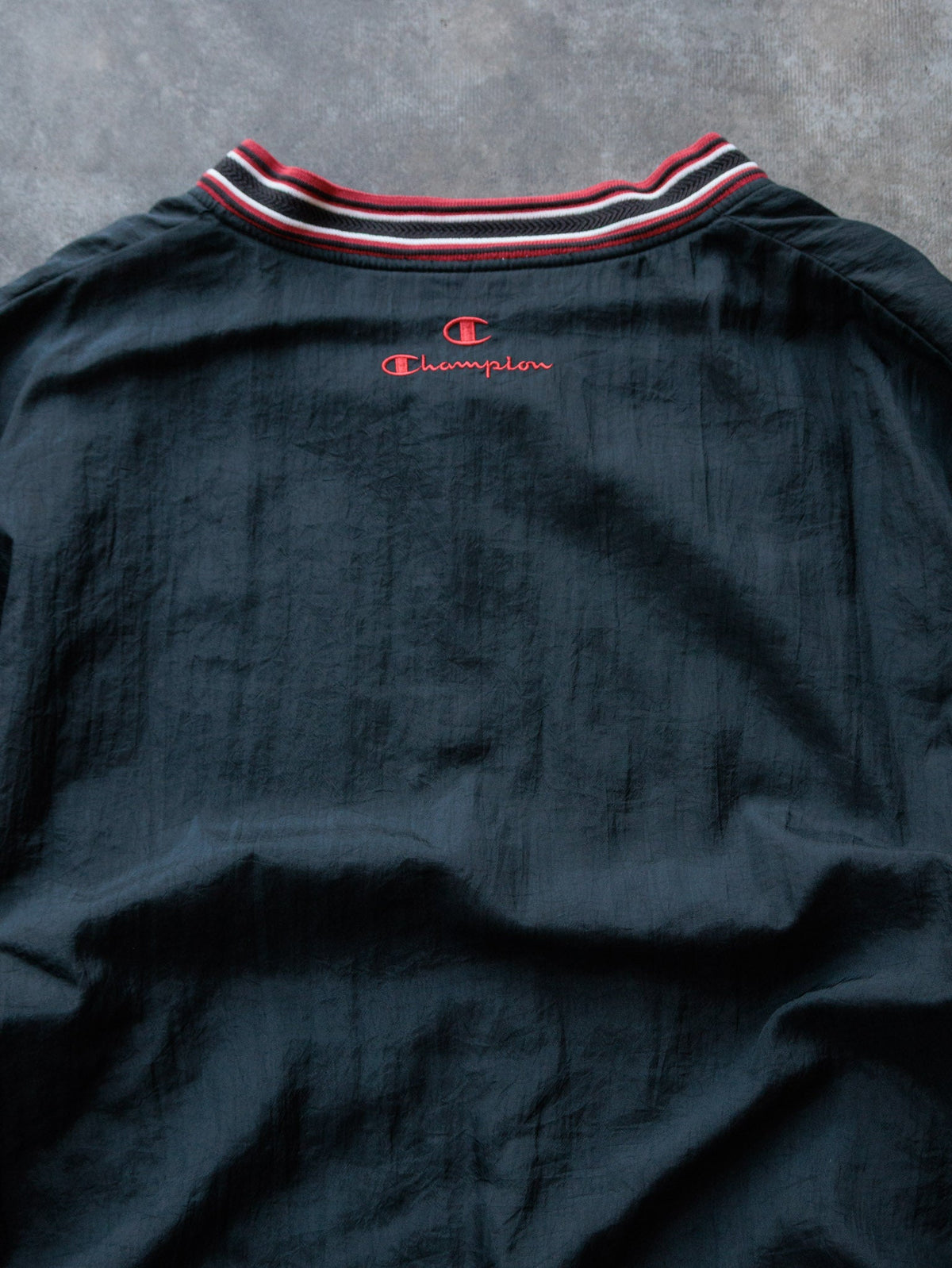 Vintage 90s Black Champion V-Neck Windbreaker (L)