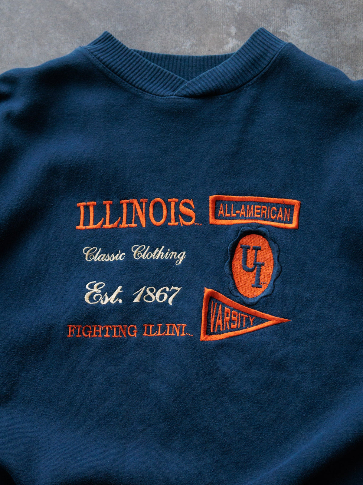 Vintage Navy Illinois Fighting Illini Sweatshirt (2XL)