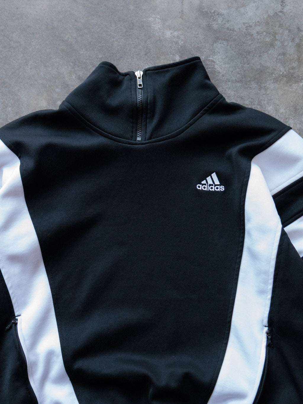 Vintage 90s Black Adidas Colourblock Quarter Zip (S)