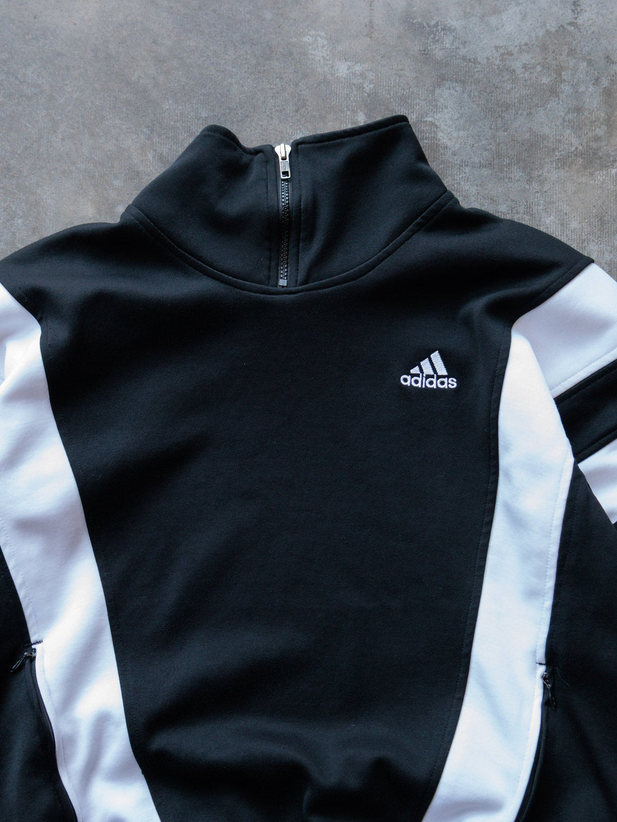 Vintage 90s Black Adidas Colourblock Quarter Zip (S)