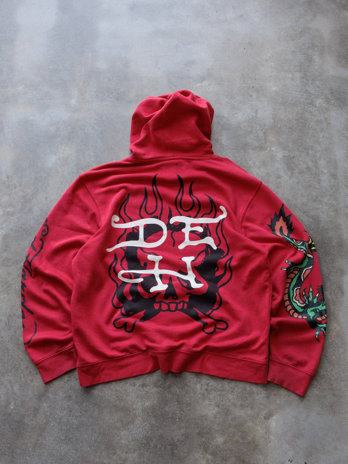 Vintage Red Ed Hardy Snake & Skull Pullover Hoodie (L)