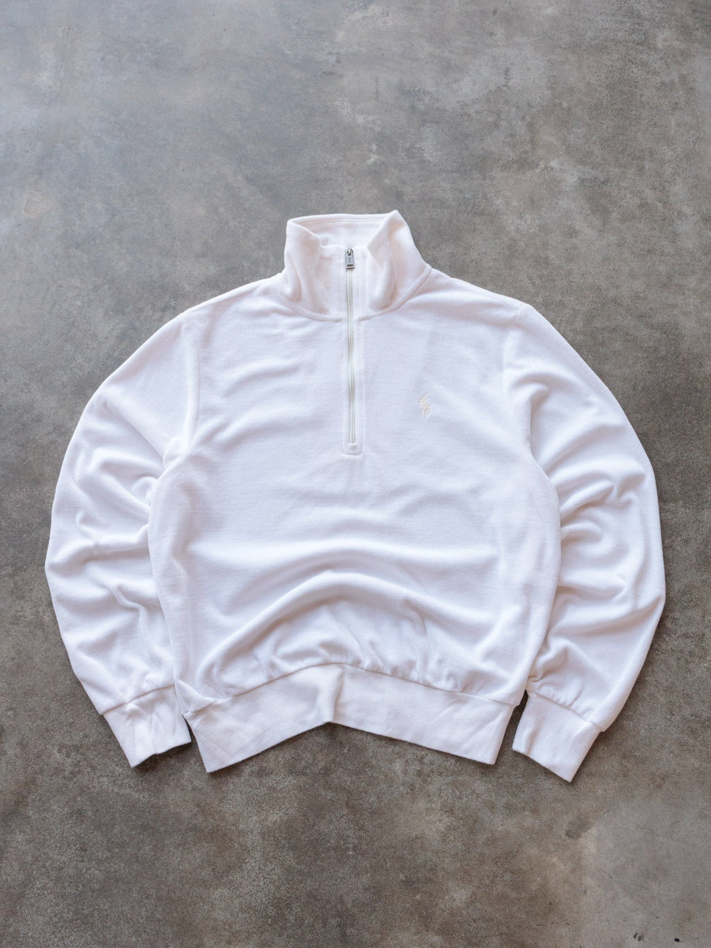 White Polo Ralph Lauren Velour Quarter Zip (S)